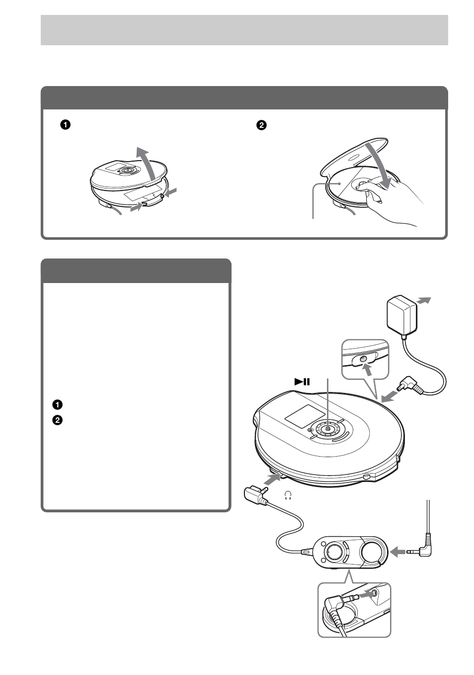 Playing a cd, Insert a cd, Connect your cd player | 1 . insert a cd, 2 . connect your cd player | Sony D-NE506CK User Manual | Page 14 / 40