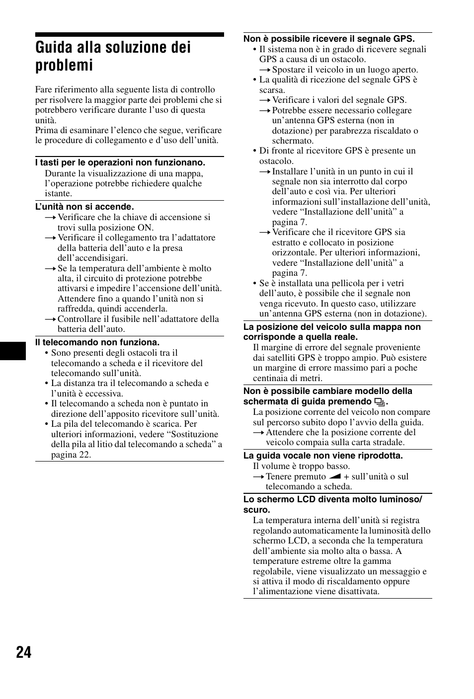 Guida alla soluzione dei problemi, 24 guida alla soluzione dei problemi | Sony NVX-P1 User Manual | Page 100 / 204