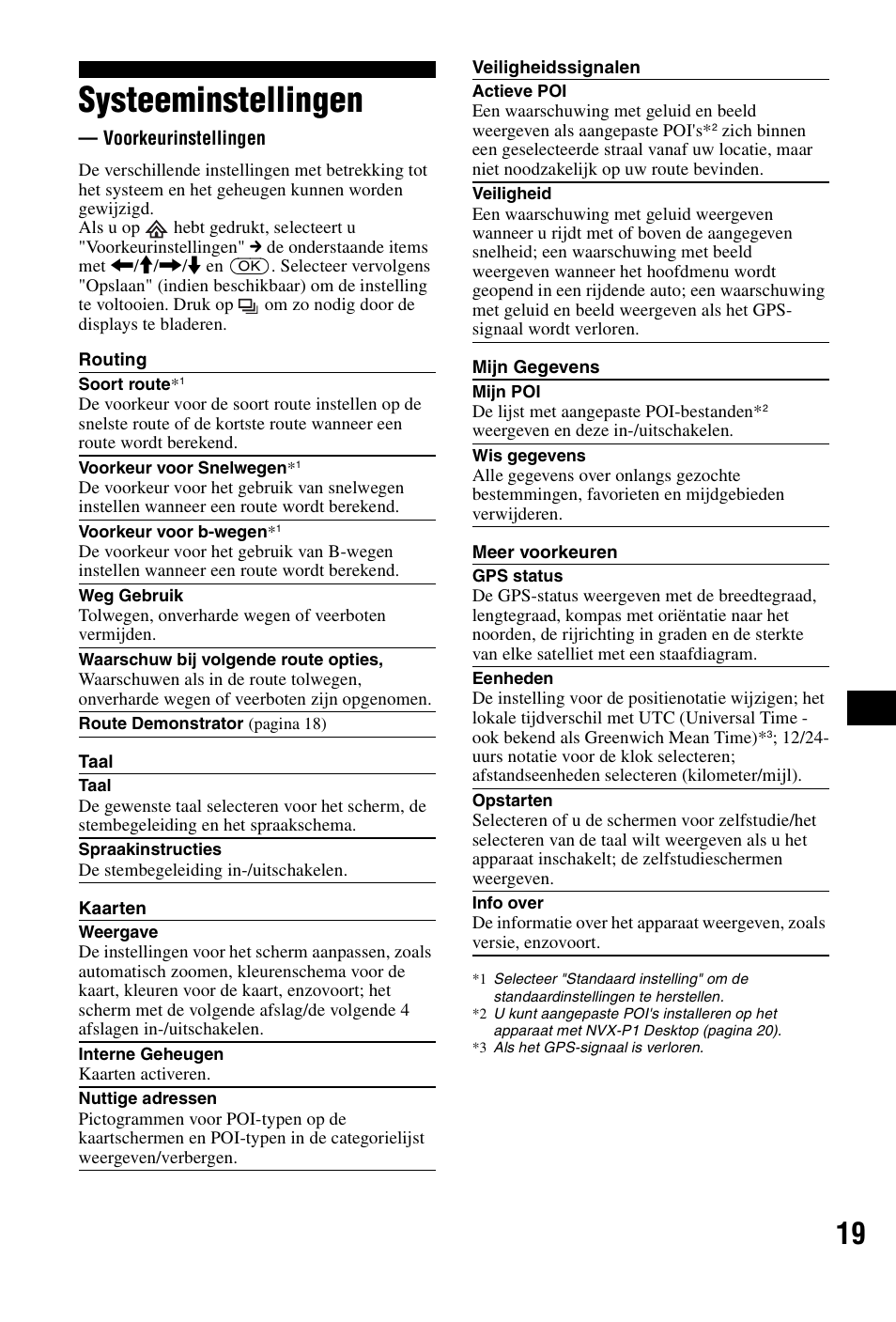 Systeeminstellingen, Voorkeurinstellingen | Sony NVX-P1 User Manual | Page 121 / 204