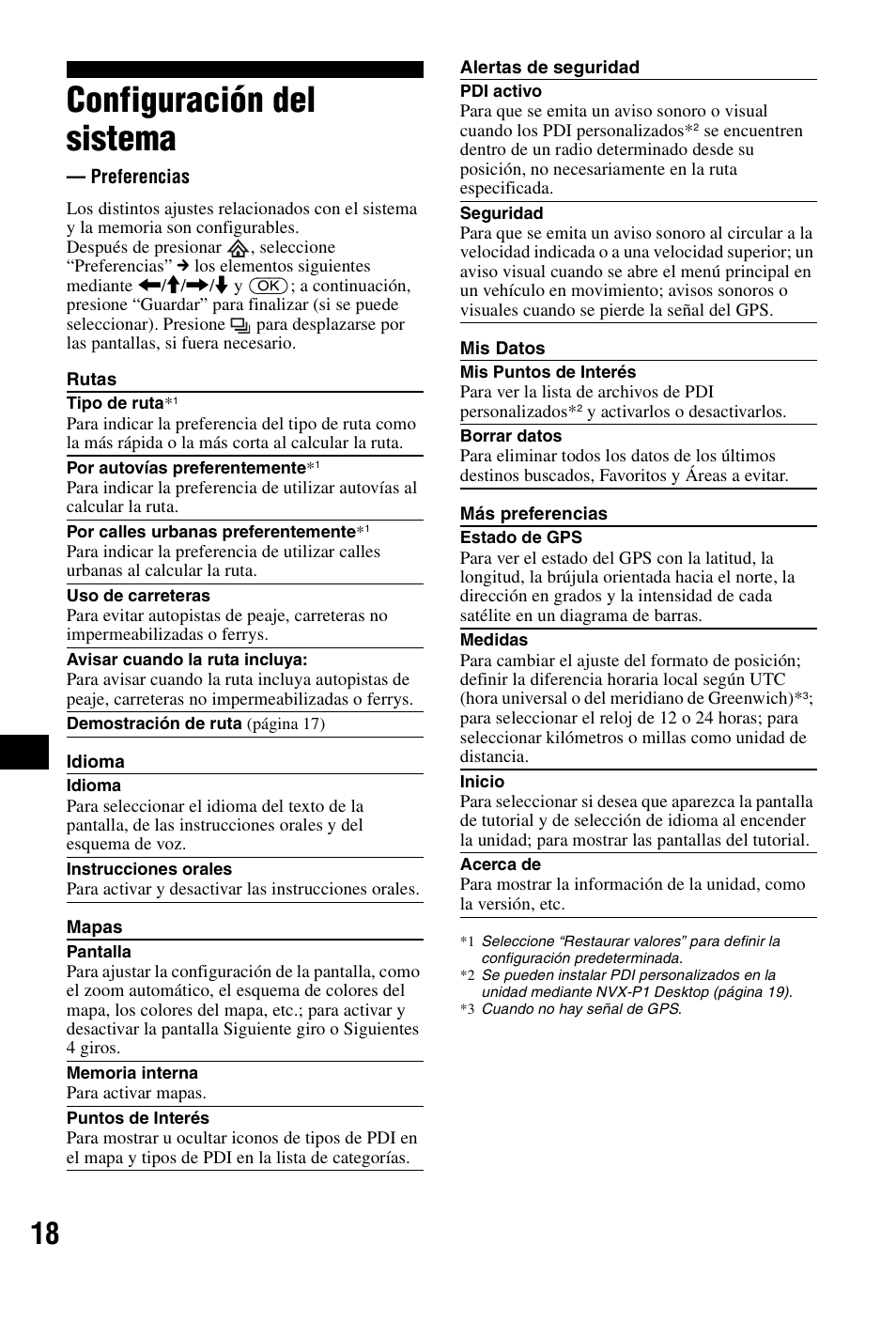 Configuración del sistema, Preferencias | Sony NVX-P1 User Manual | Page 146 / 204