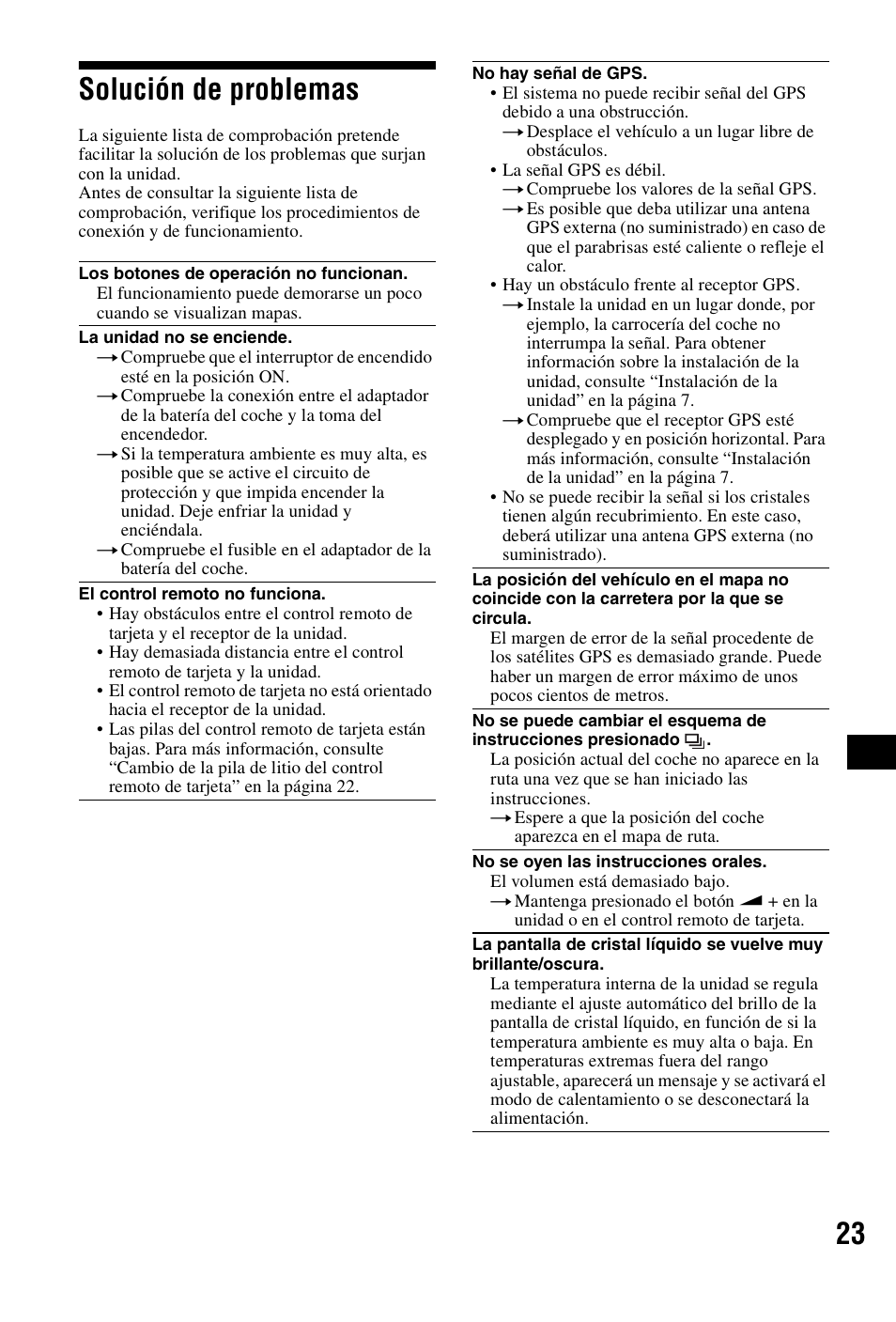 Solución de problemas, 23 solución de problemas | Sony NVX-P1 User Manual | Page 151 / 204