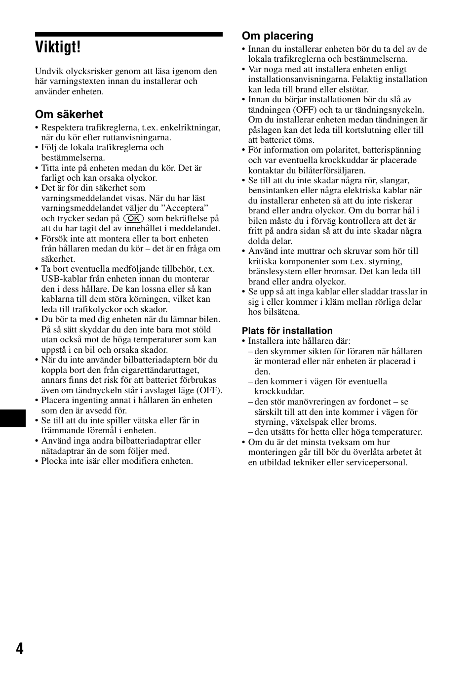 Viktigt, 4viktigt | Sony NVX-P1 User Manual | Page 156 / 204