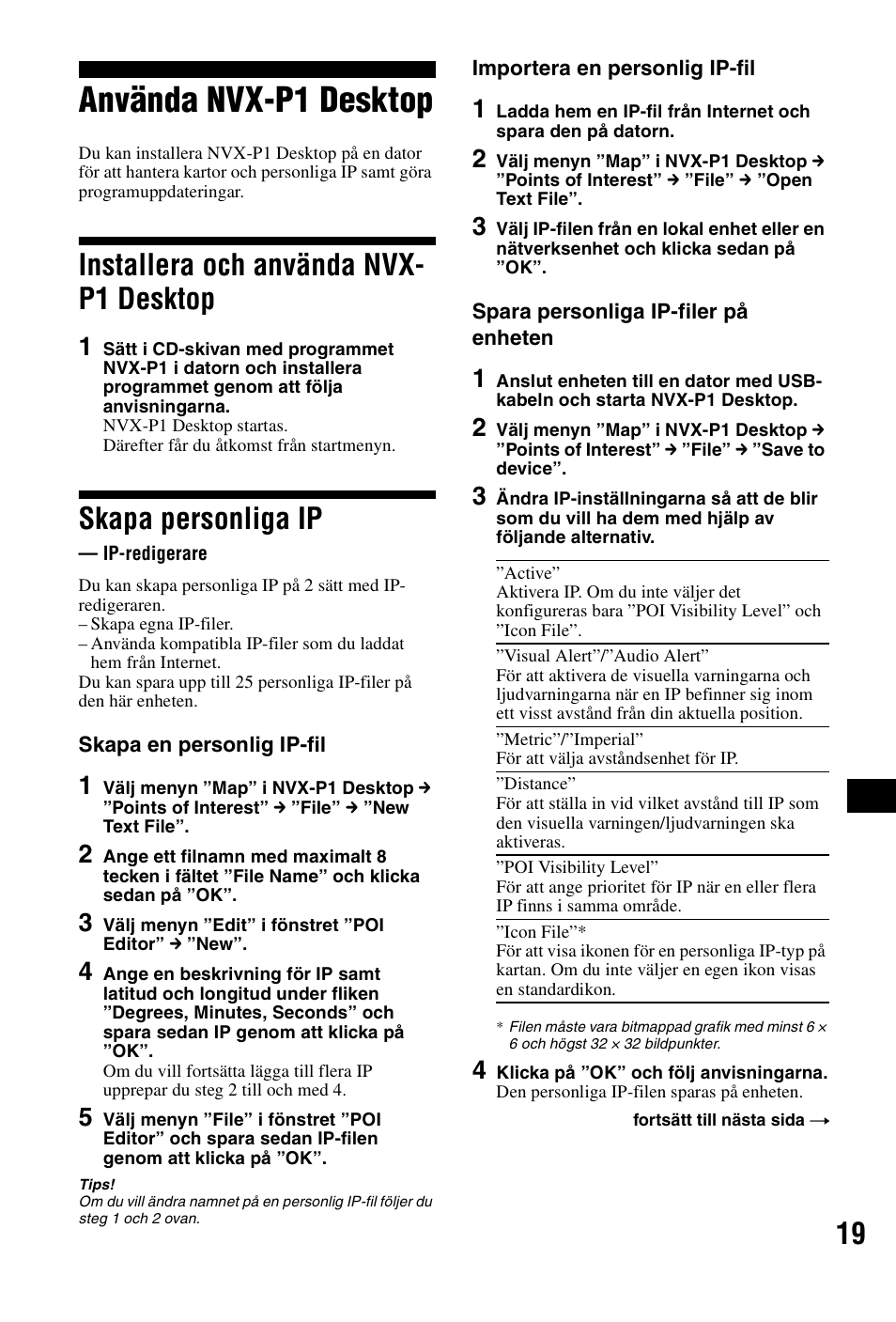Använda nvx-p1 desktop, Installera och använda nvx- p1 desktop, Skapa personliga ip | Ip-redigerare, Installera och använda nvx-p1, Desktop | Sony NVX-P1 User Manual | Page 171 / 204