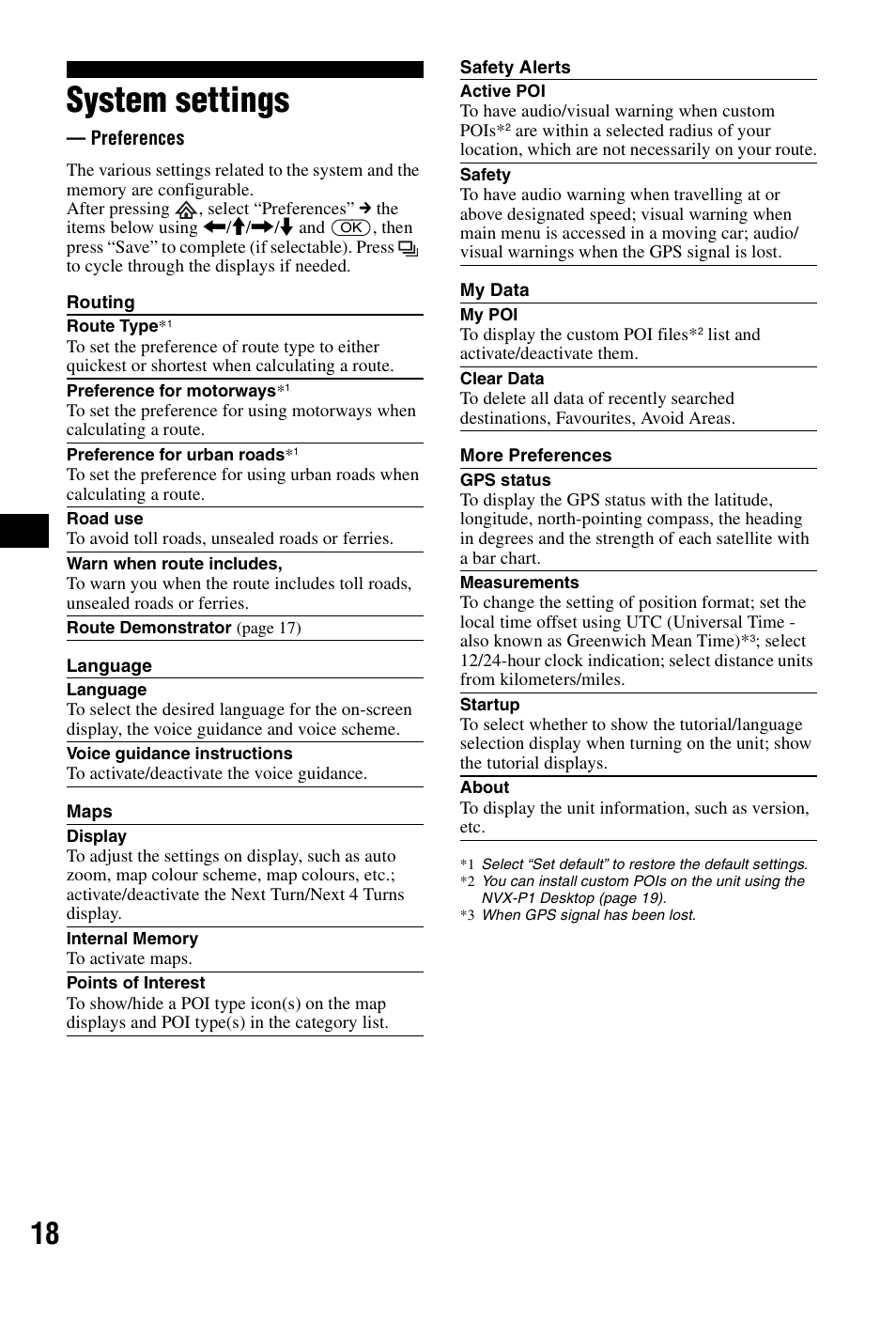 System settings, Preferences | Sony NVX-P1 User Manual | Page 18 / 204