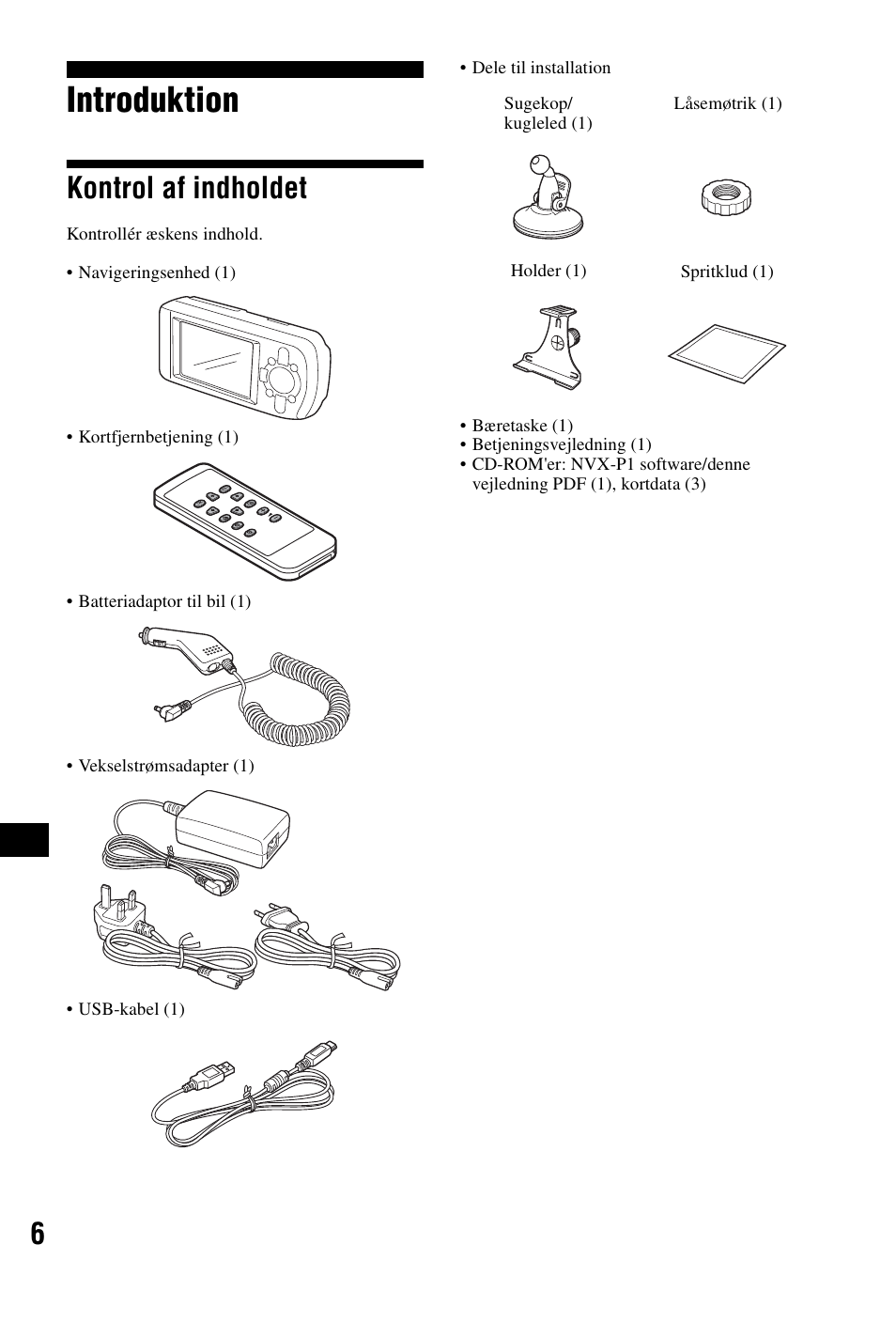 Introduktion, Kontrol af indholdet | Sony NVX-P1 User Manual | Page 182 / 204