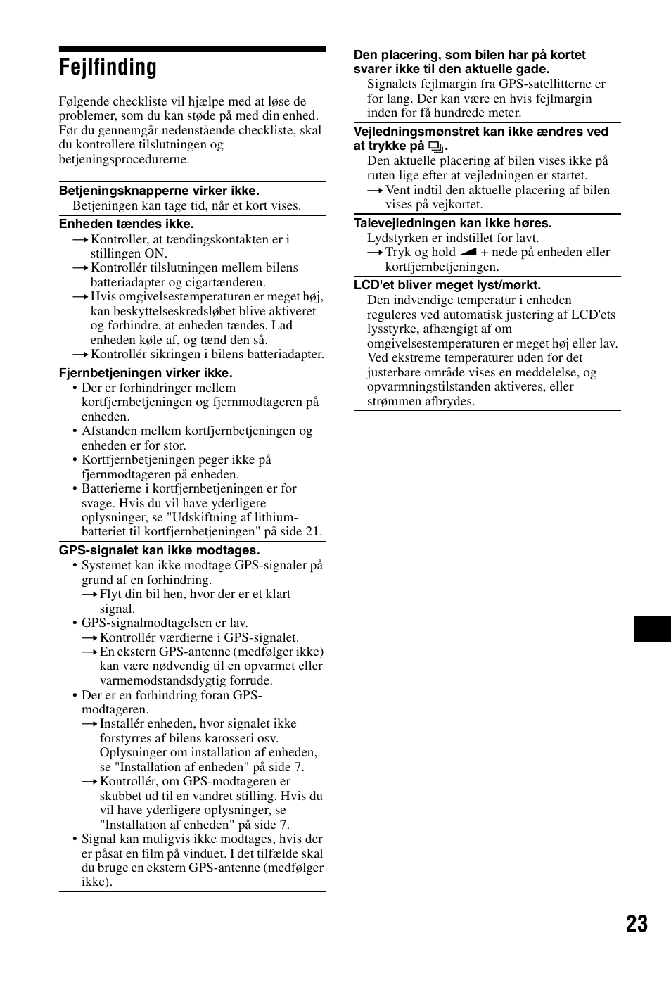 Fejlfinding, 23 fejlfinding | Sony NVX-P1 User Manual | Page 199 / 204