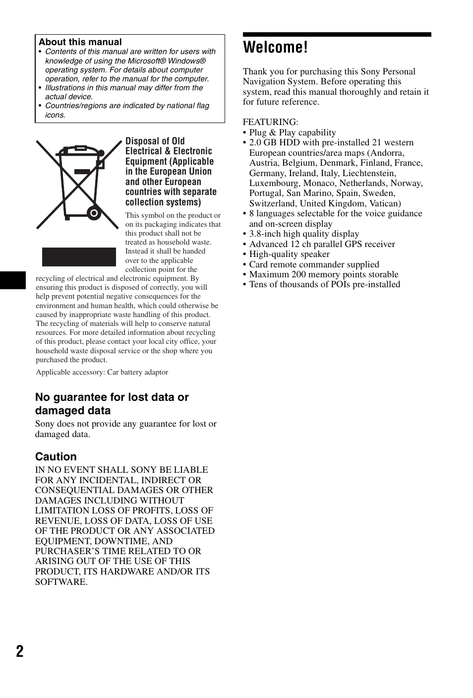 Welcome | Sony NVX-P1 User Manual | Page 2 / 204