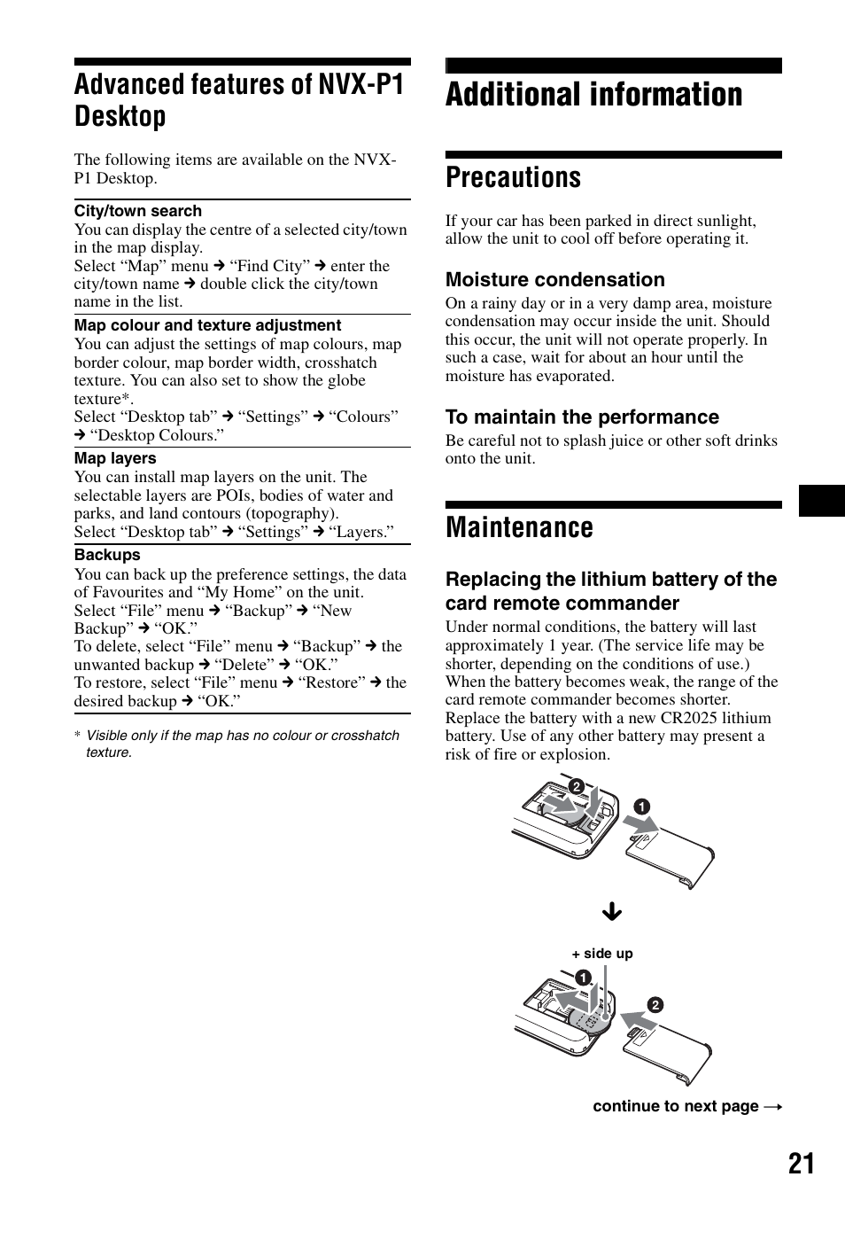 Advanced features of nvx-p1 desktop, Additional information, Precautions | Maintenance, Precautions maintenance, 21 advanced features of nvx-p1 desktop | Sony NVX-P1 User Manual | Page 21 / 204