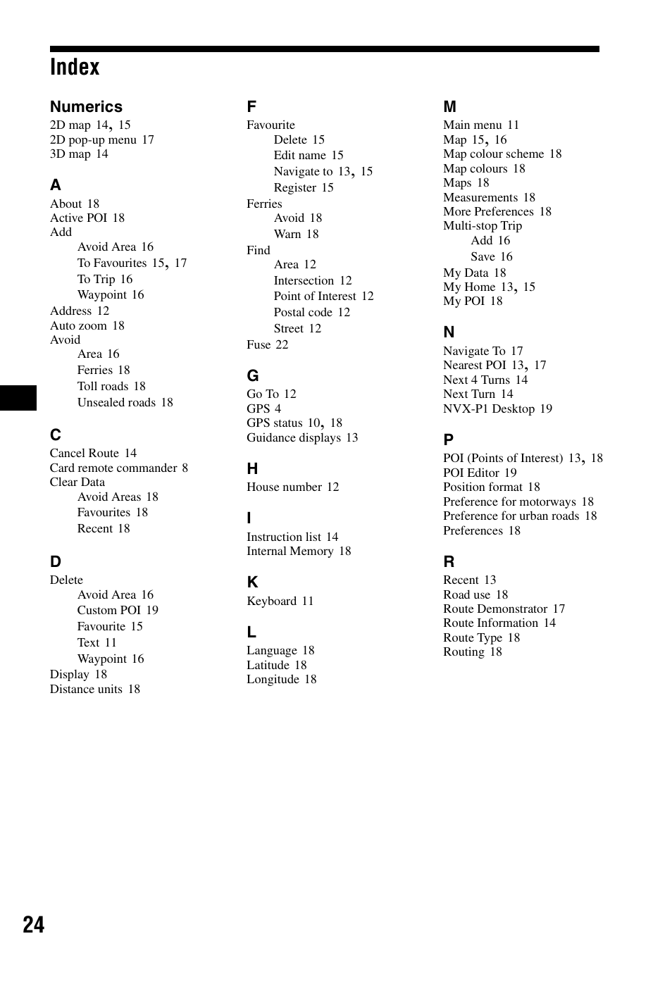 Index, 24 index | Sony NVX-P1 User Manual | Page 24 / 204