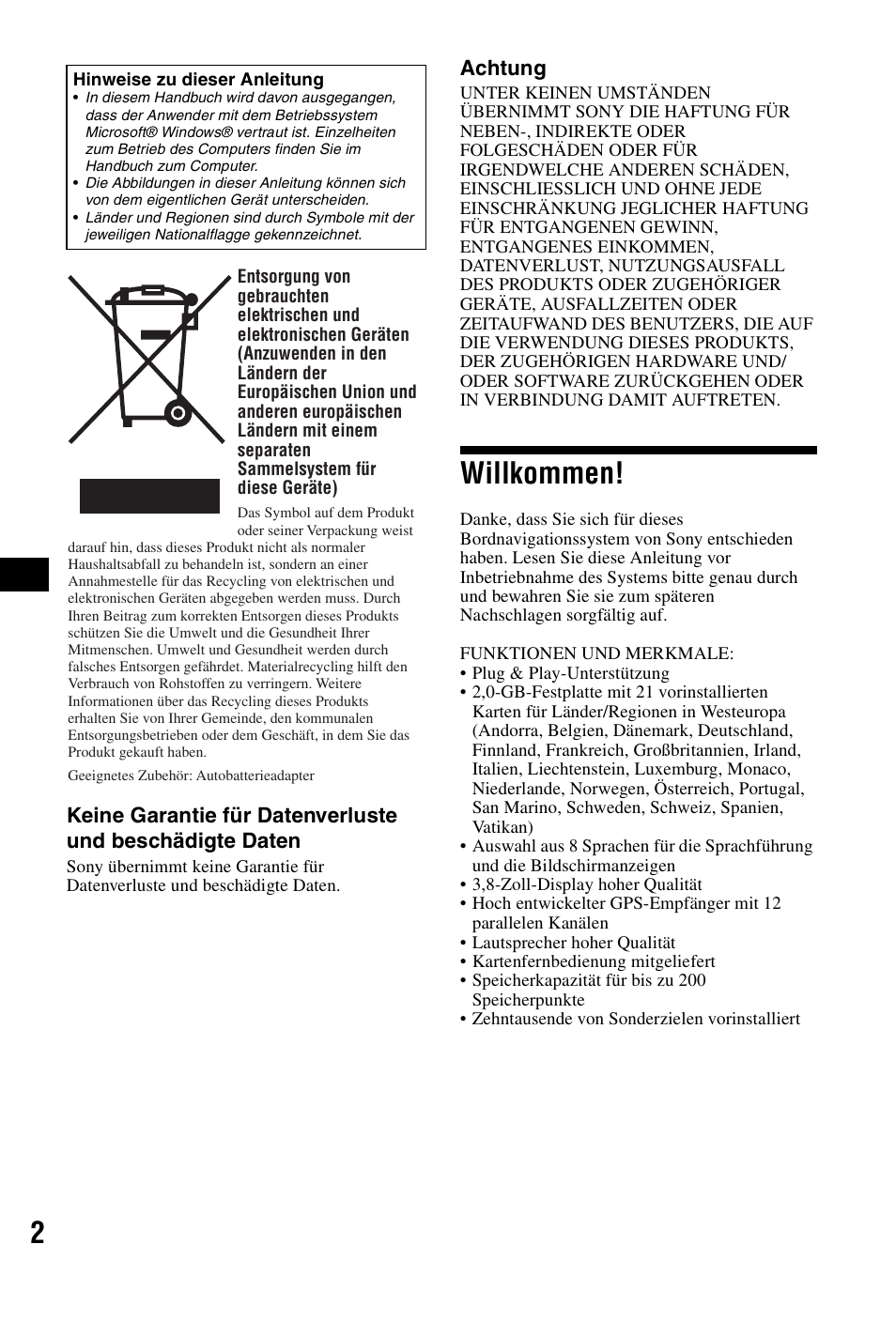 Willkommen | Sony NVX-P1 User Manual | Page 26 / 204