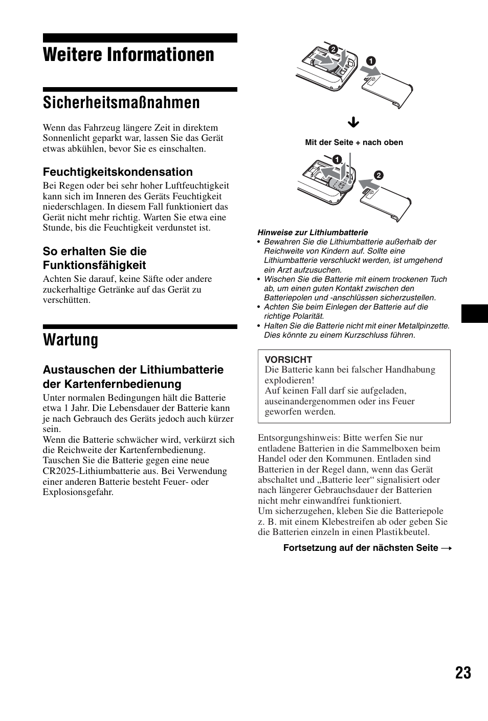 Weitere informationen, Sicherheitsmaßnahmen, Wartung | Sicherheitsmaßnahmen wartung | Sony NVX-P1 User Manual | Page 47 / 204