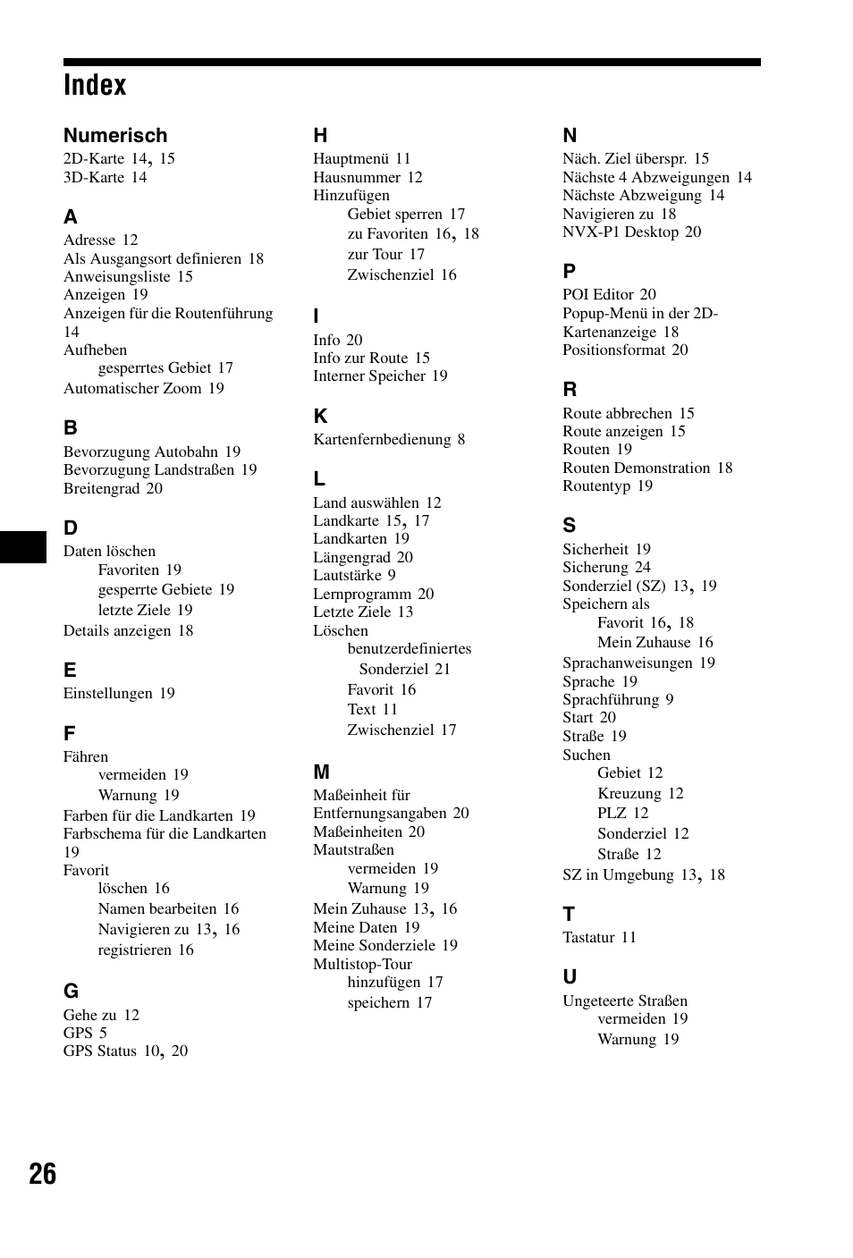 Index, 26 index | Sony NVX-P1 User Manual | Page 50 / 204