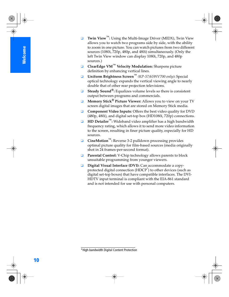 Sony KP- 57WV600 User Manual | Page 11 / 101