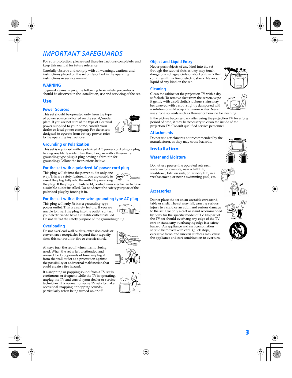 Important safeguards | Sony KP- 57WV600 User Manual | Page 4 / 101