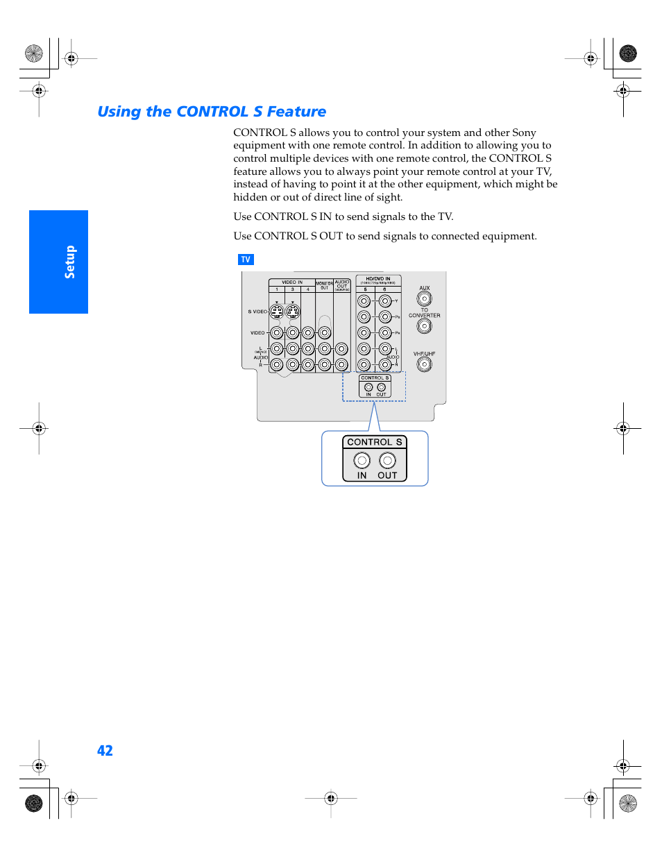 Using the control s feature | Sony KP- 57WV600 User Manual | Page 43 / 101