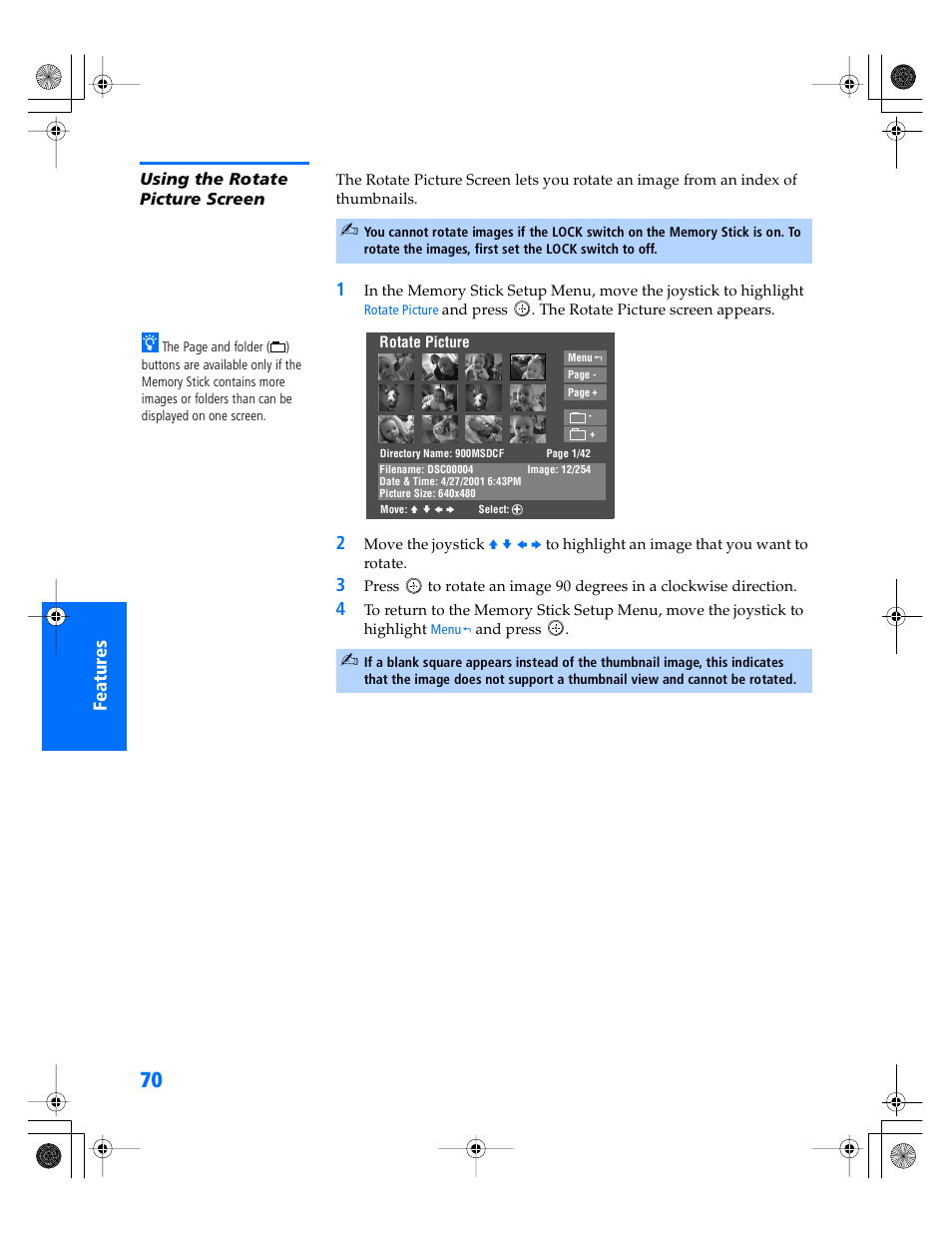 Using the rotate picture screen | Sony KP- 57WV600 User Manual | Page 71 / 101