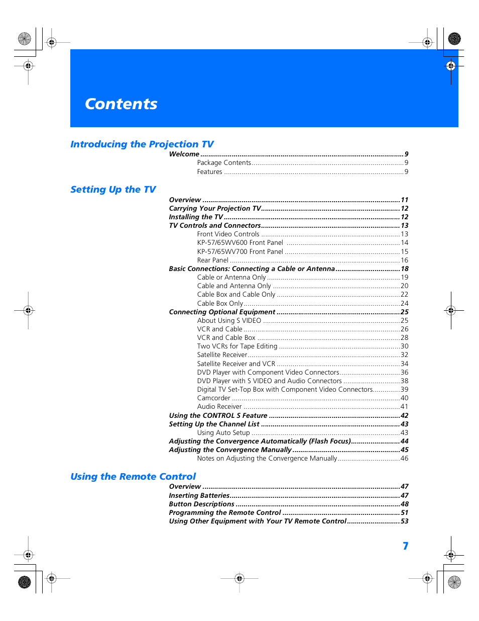 Sony KP- 57WV600 User Manual | Page 8 / 101