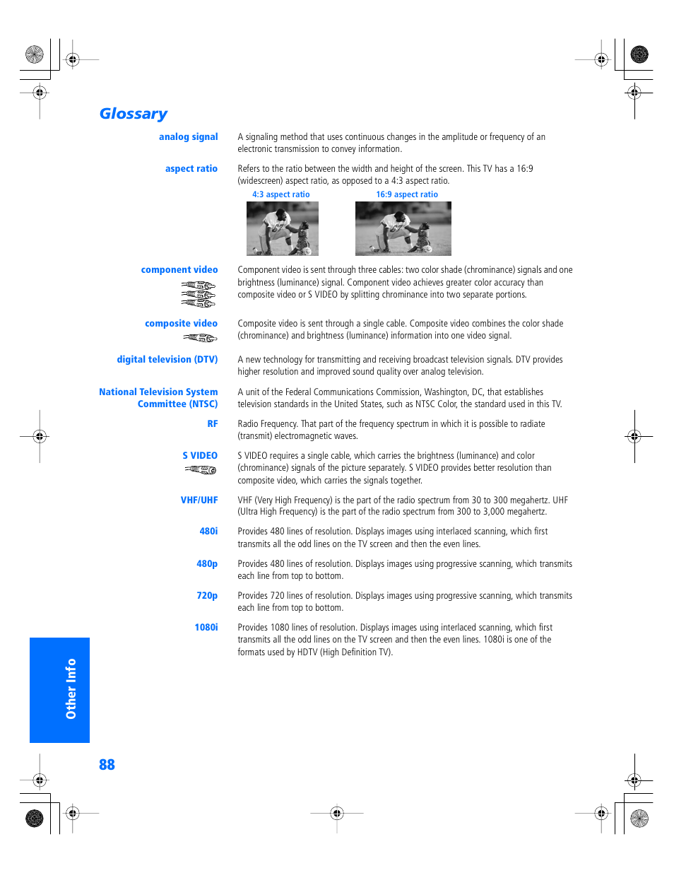 Glossary | Sony KP- 57WV600 User Manual | Page 89 / 101