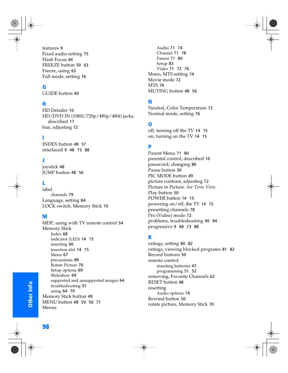Sony KP- 57WV600 User Manual | Page 99 / 101