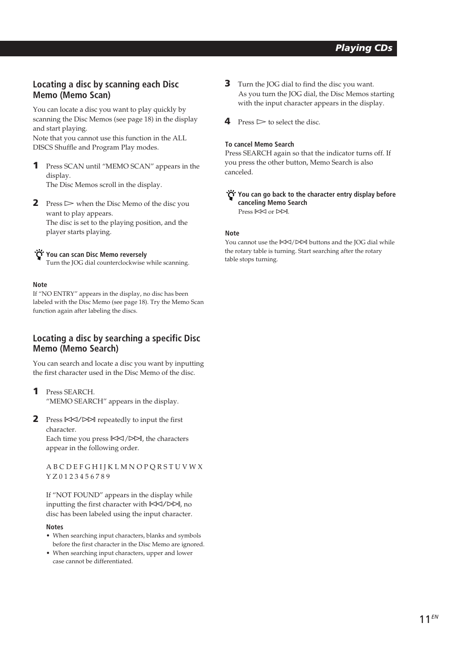Playing cds getting started playing cds | Sony CDP-CX153 User Manual | Page 11 / 93