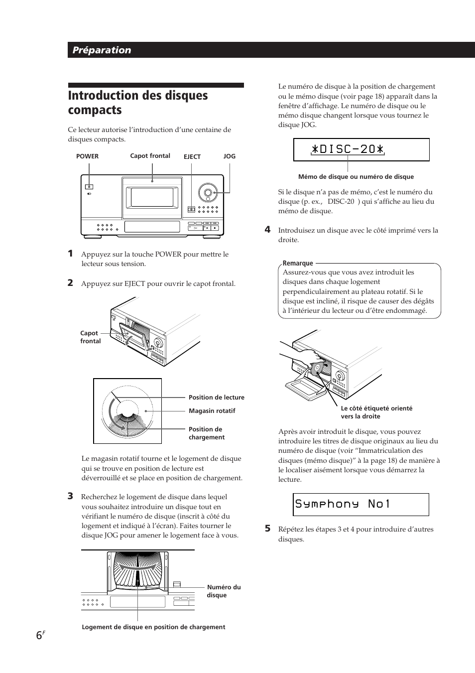 Introduction des disques compacts, S y 1, Préparation | Sony CDP-CX153 User Manual | Page 29 / 93