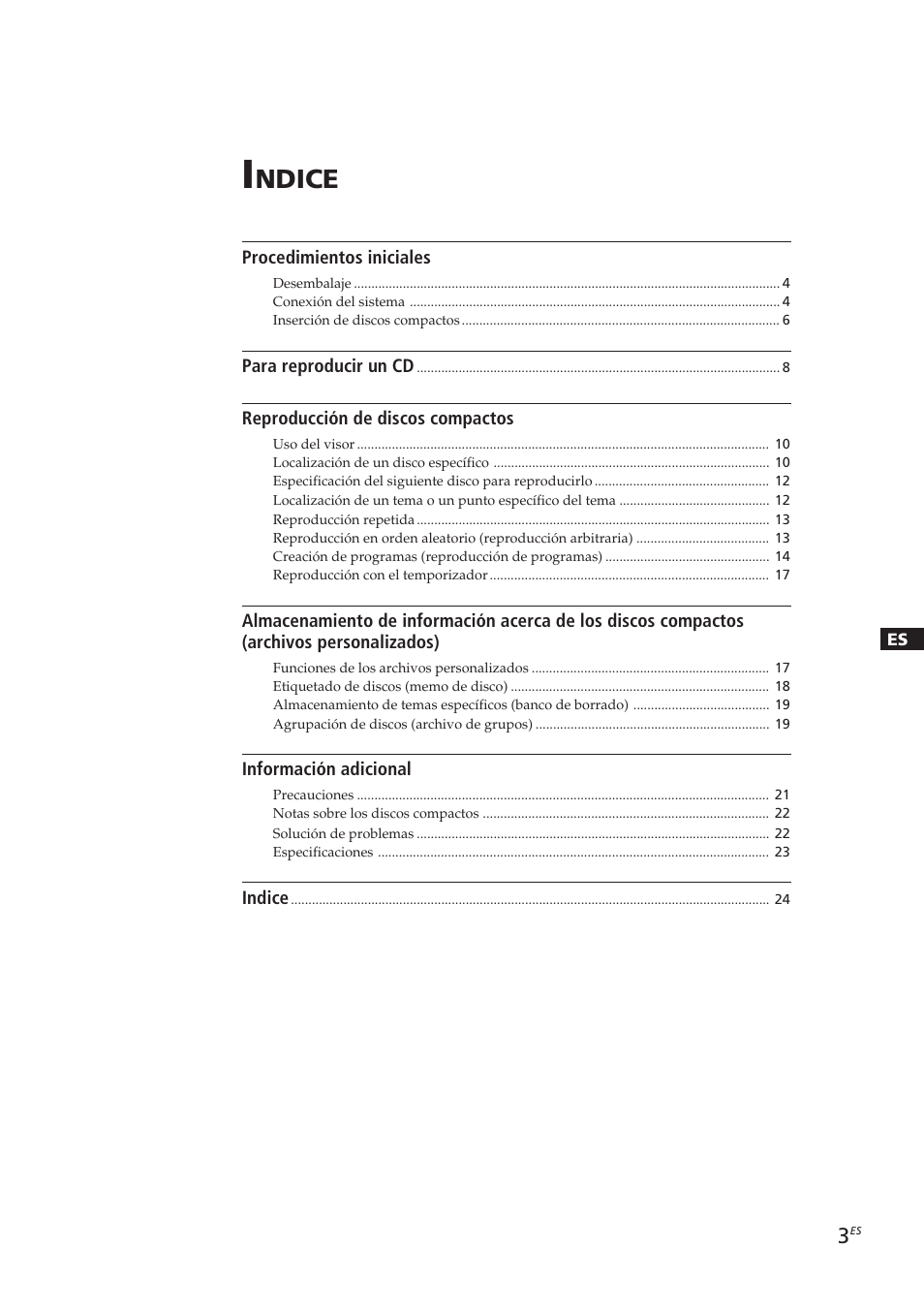 Ndice | Sony CDP-CX153 User Manual | Page 49 / 93