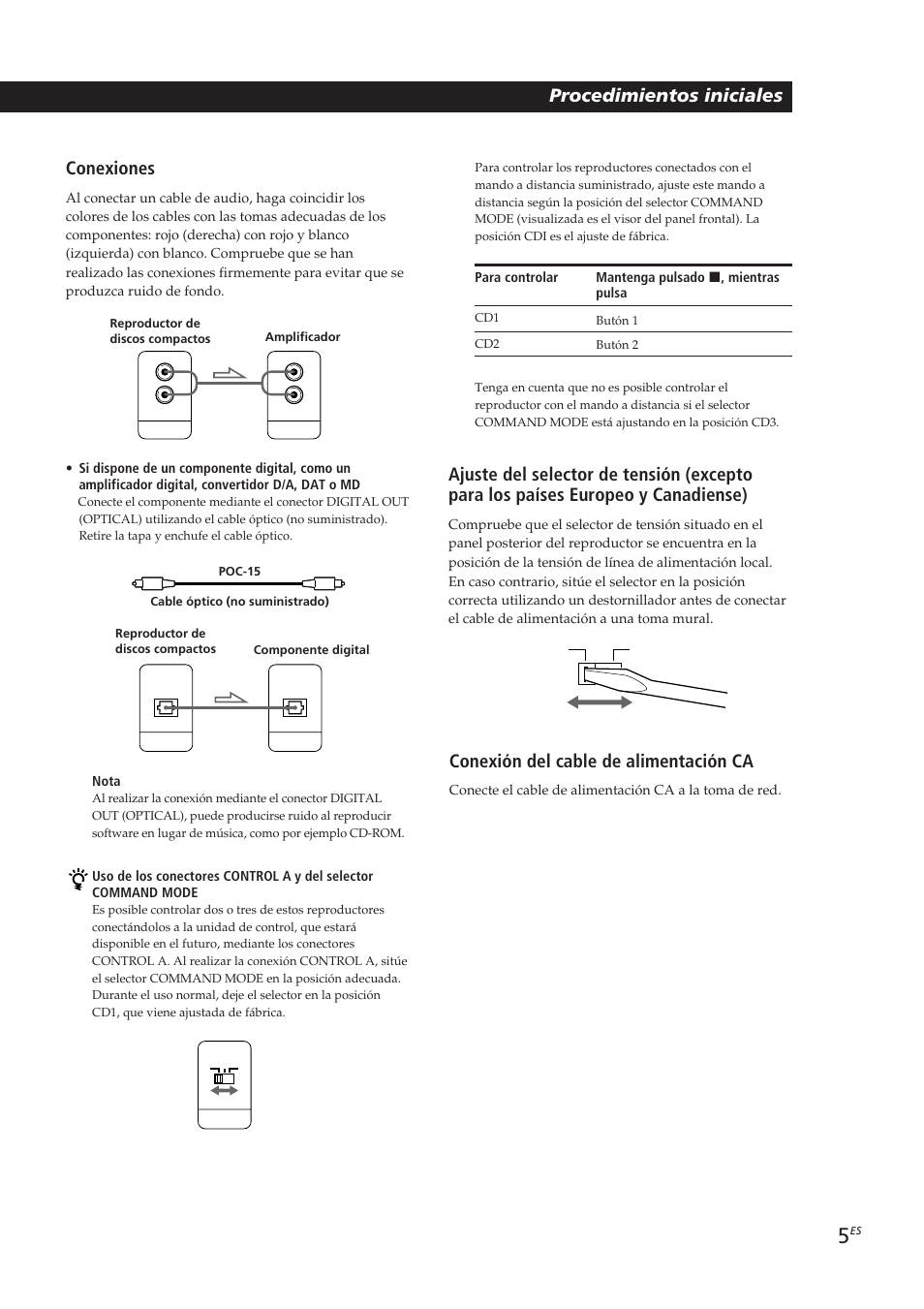 Conexiones, Conexión del cable de alimentación ca | Sony CDP-CX153 User Manual | Page 51 / 93