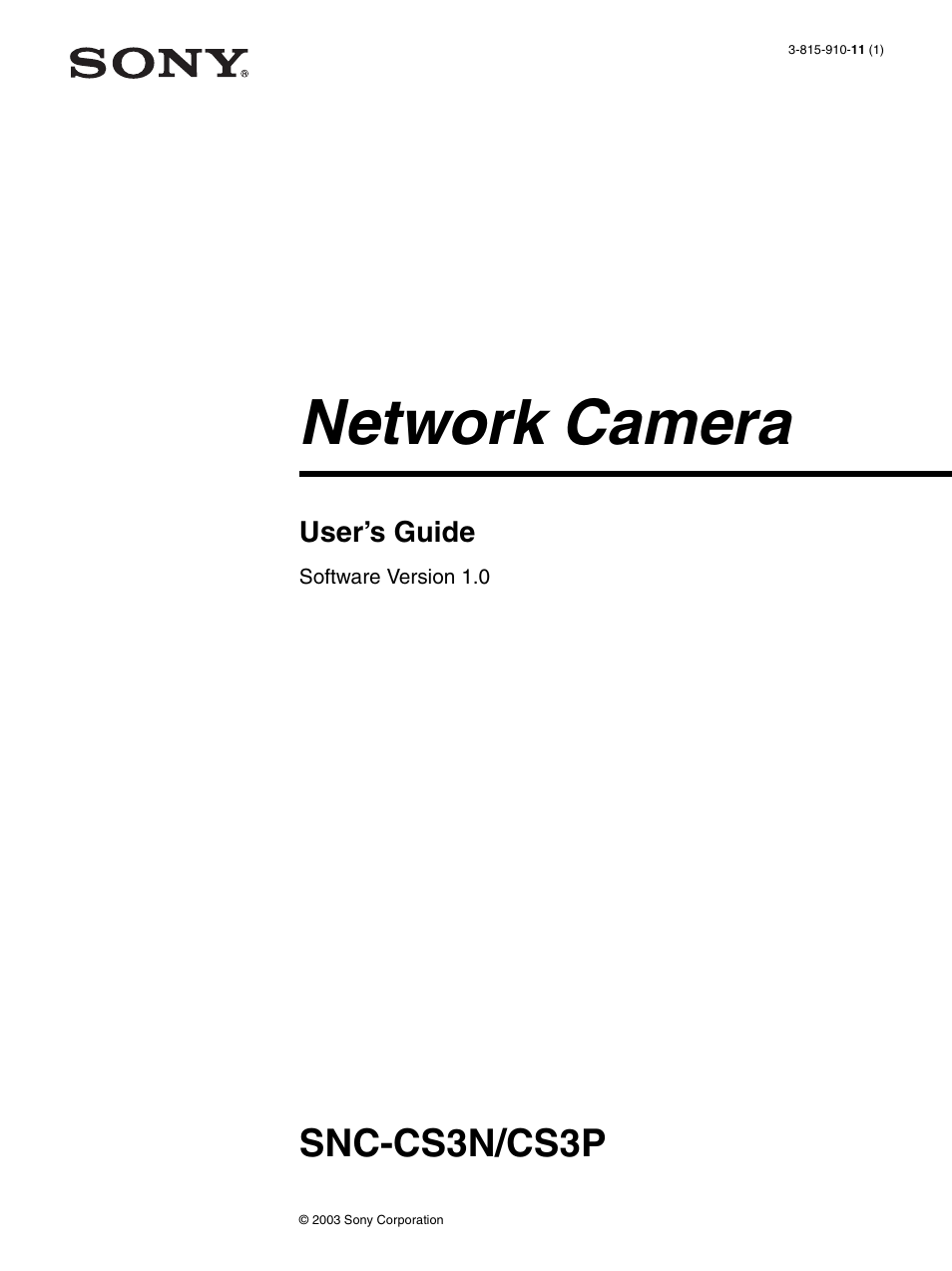 Sony SNC-CS3N User Manual | 52 pages