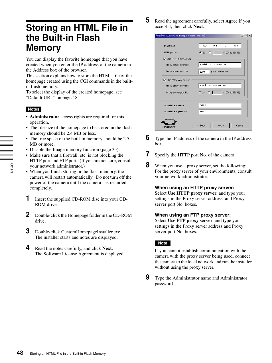 Storing an html file in the built-in flash memory | Sony SNC-CS3N User Manual | Page 48 / 52