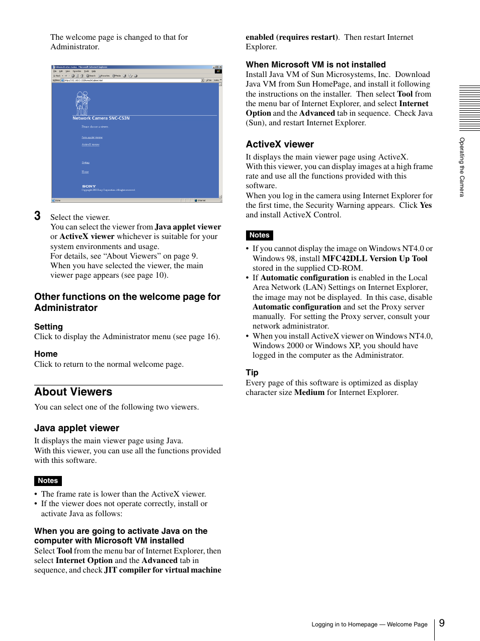 About viewers | Sony SNC-CS3N User Manual | Page 9 / 52