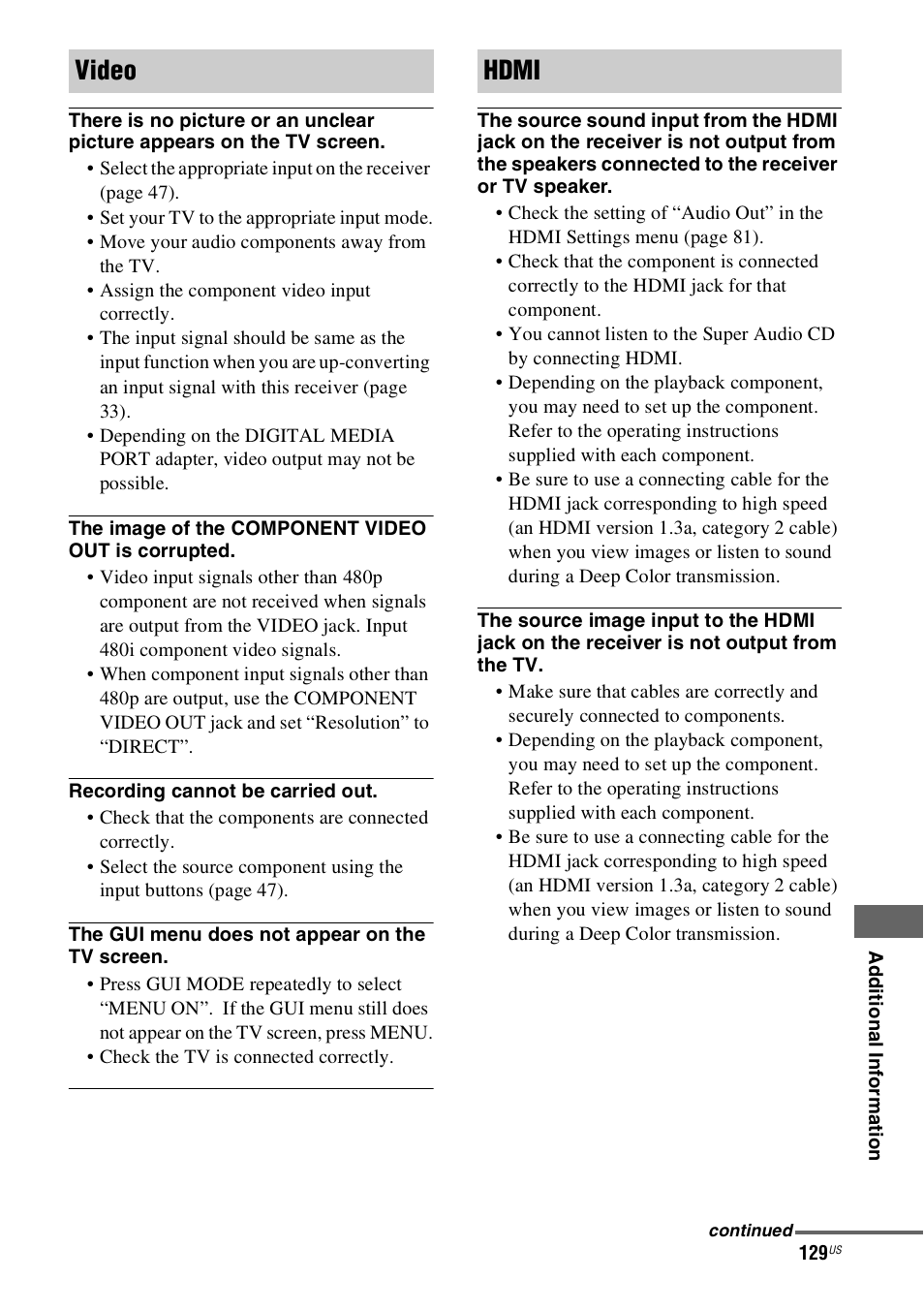 Video hdmi | Sony STR-DN1000 User Manual | Page 129 / 136