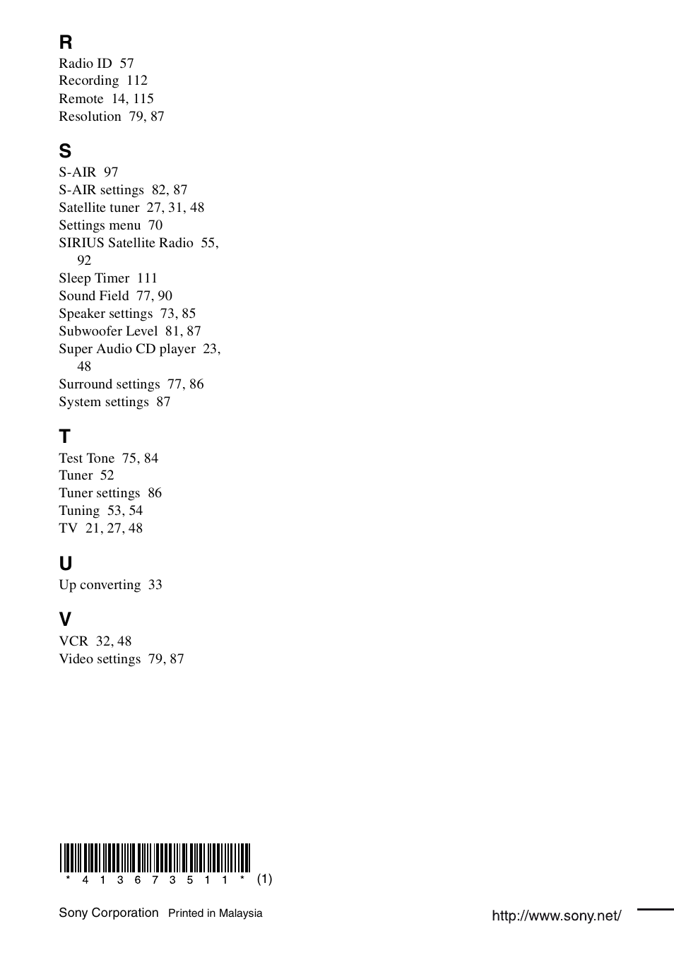 Sony STR-DN1000 User Manual | Page 136 / 136