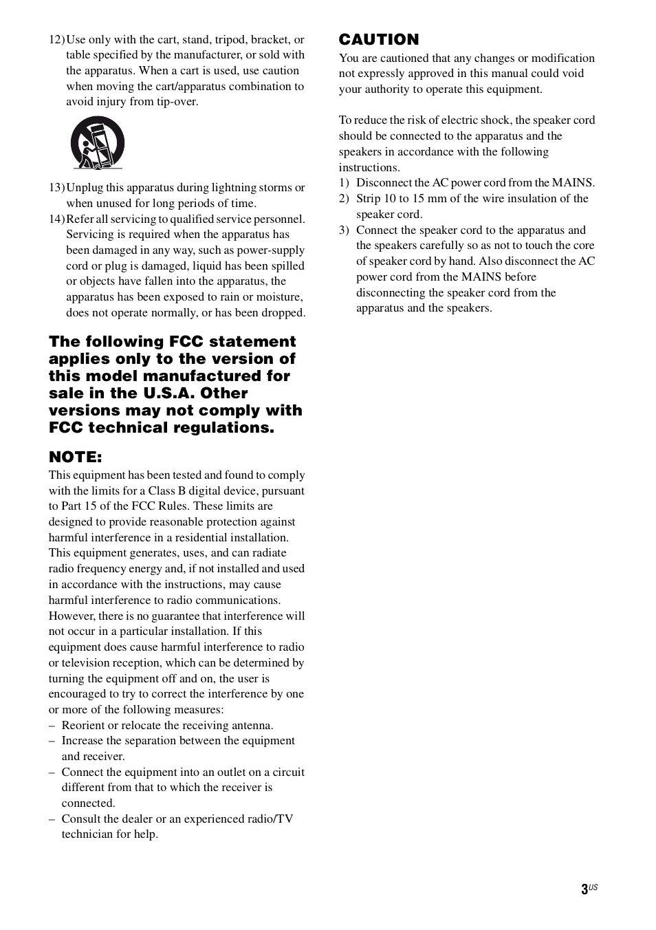 Caution | Sony STR-DN1000 User Manual | Page 3 / 136