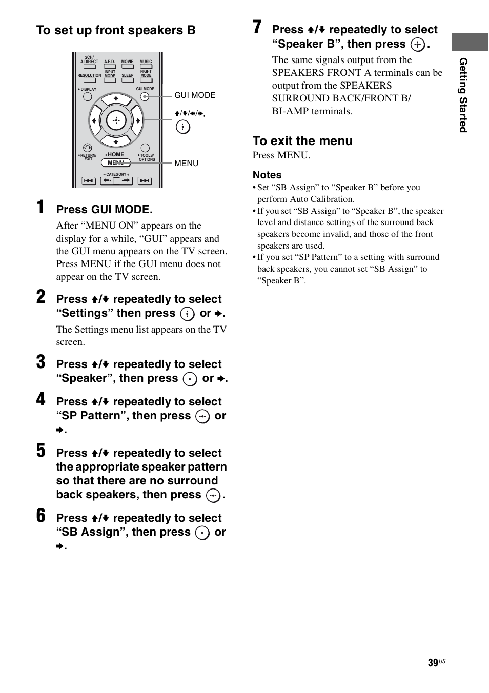 Press gui mode | Sony STR-DN1000 User Manual | Page 39 / 136