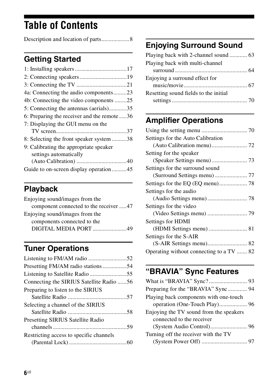 Sony STR-DN1000 User Manual | Page 6 / 136