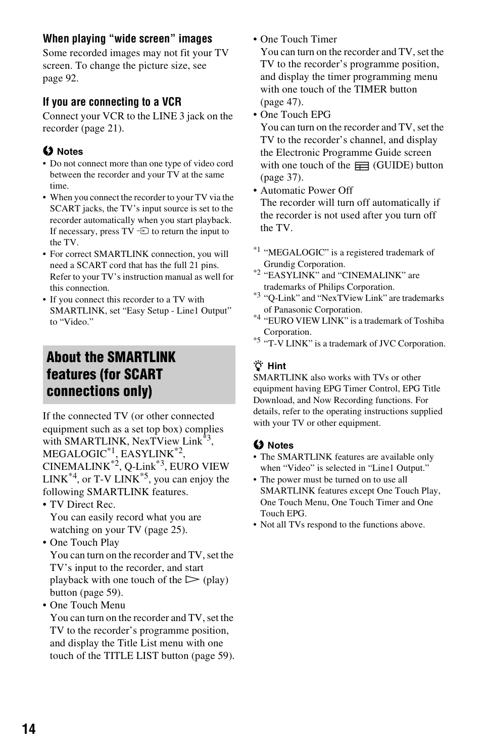 Sony RDR-HXD562 User Manual | Page 14 / 120