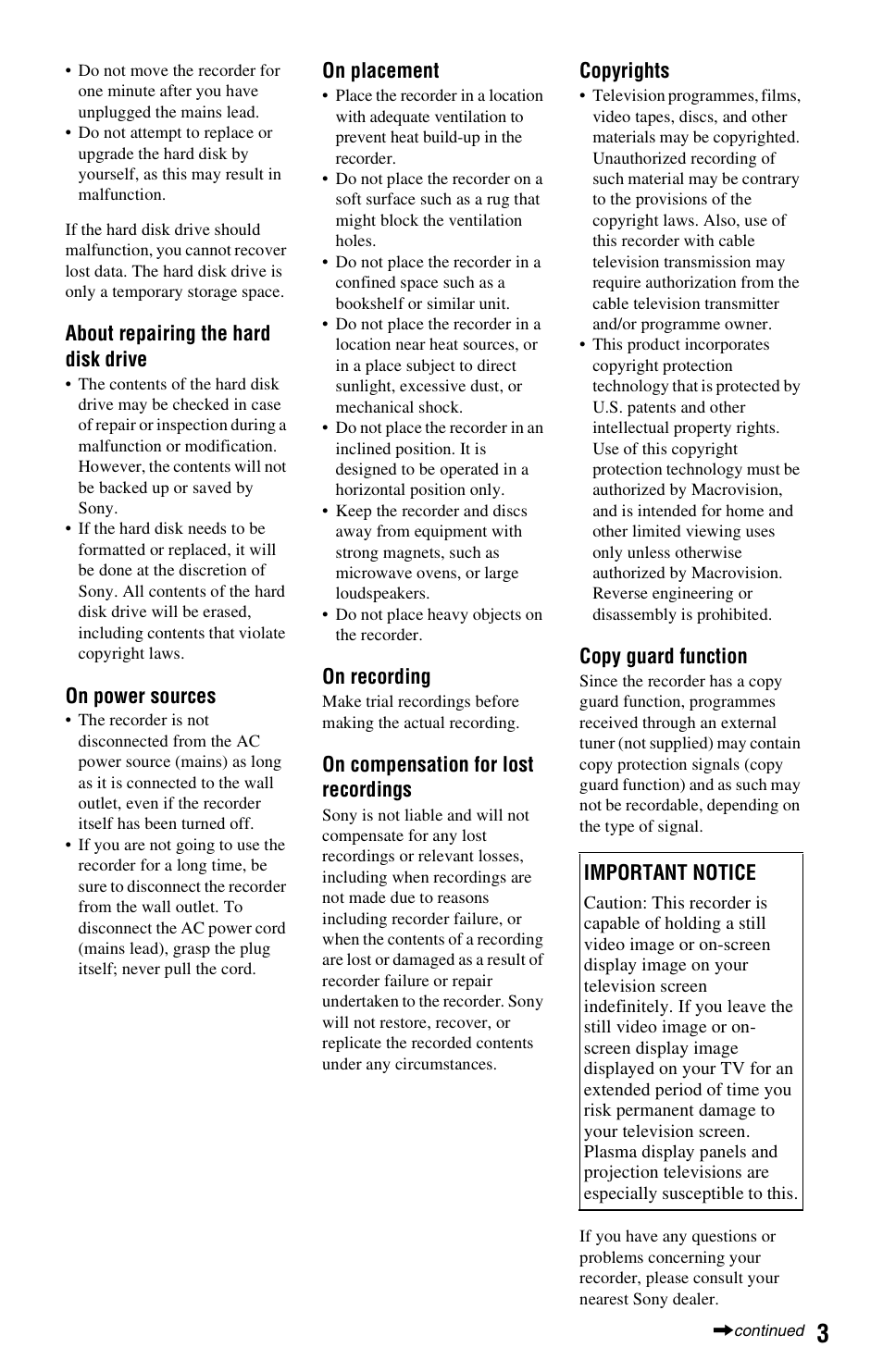 Sony RDR-HXD562 User Manual | Page 3 / 120