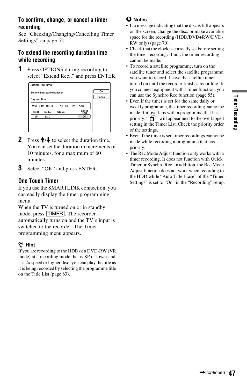 Sony RDR-HXD562 User Manual | Page 47 / 120
