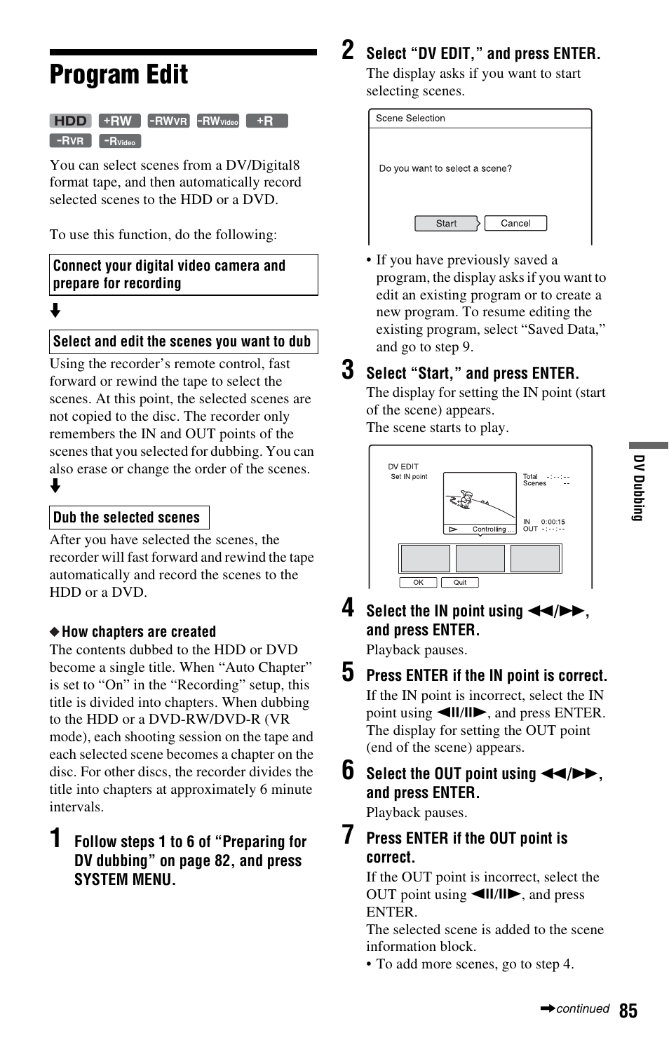 Program edit | Sony RDR-HXD562 User Manual | Page 85 / 120