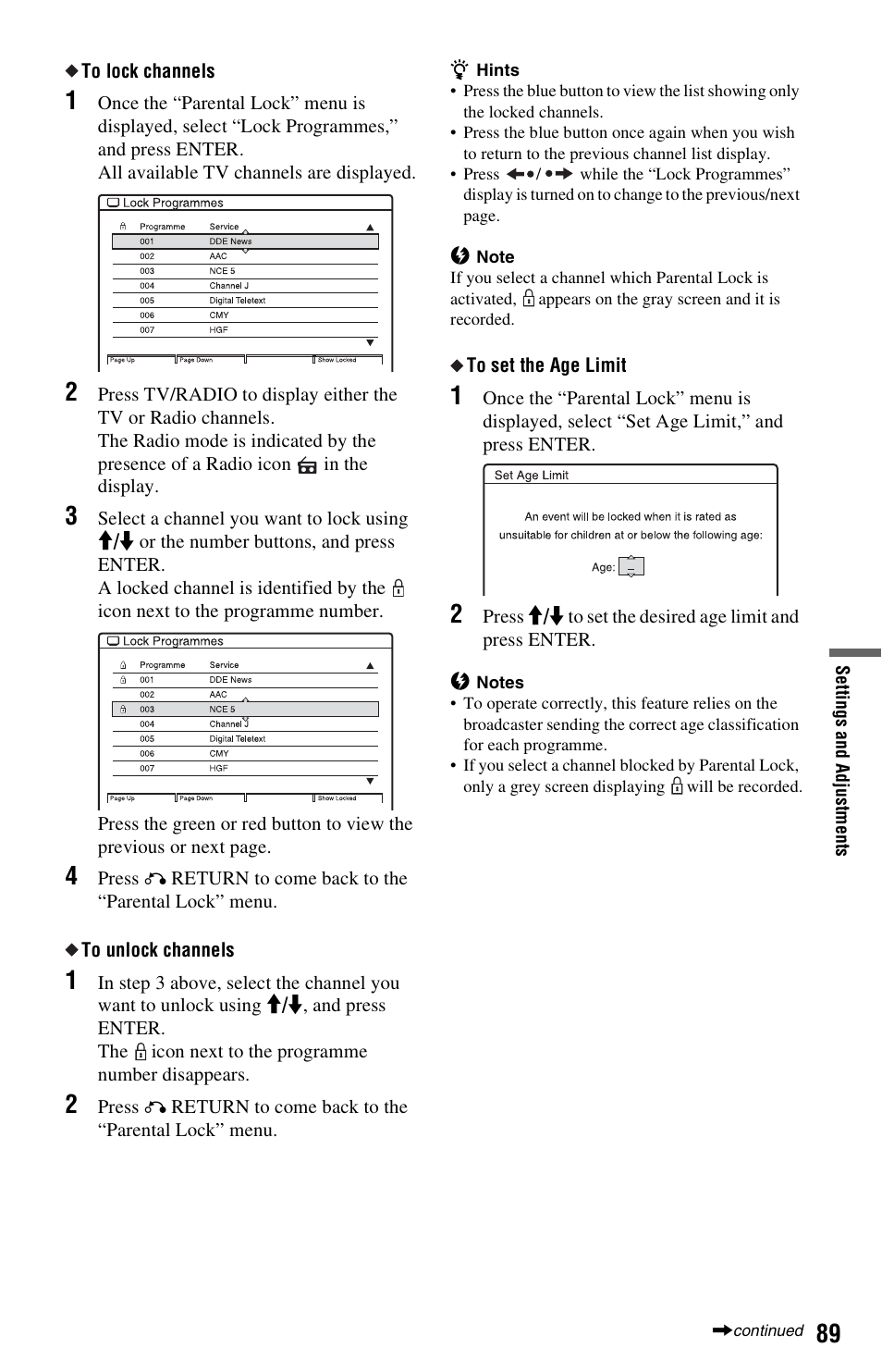 Sony RDR-HXD562 User Manual | Page 89 / 120