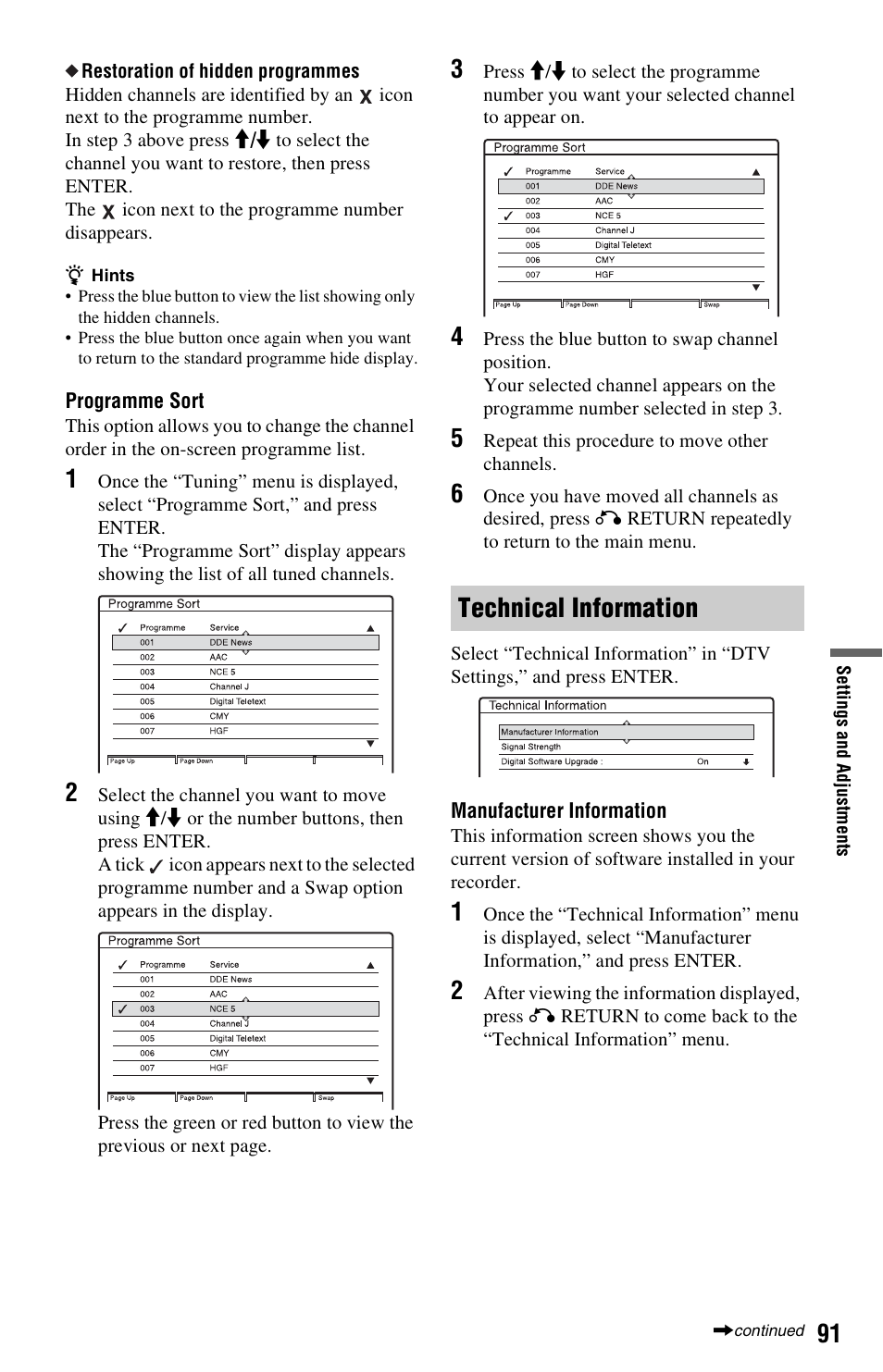 Technical information | Sony RDR-HXD562 User Manual | Page 91 / 120