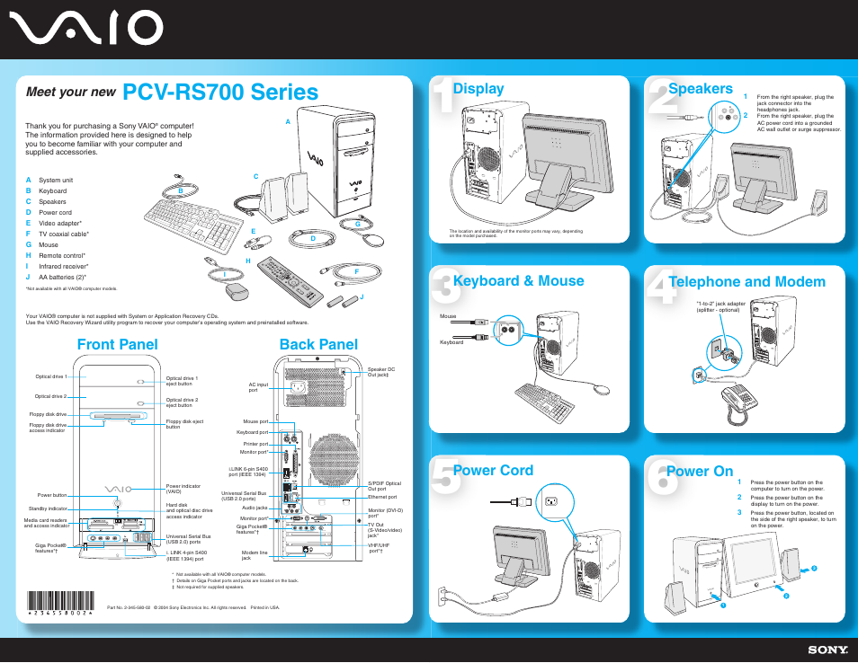 Sony VAIO PCV-RS700 User Manual | 2 pages