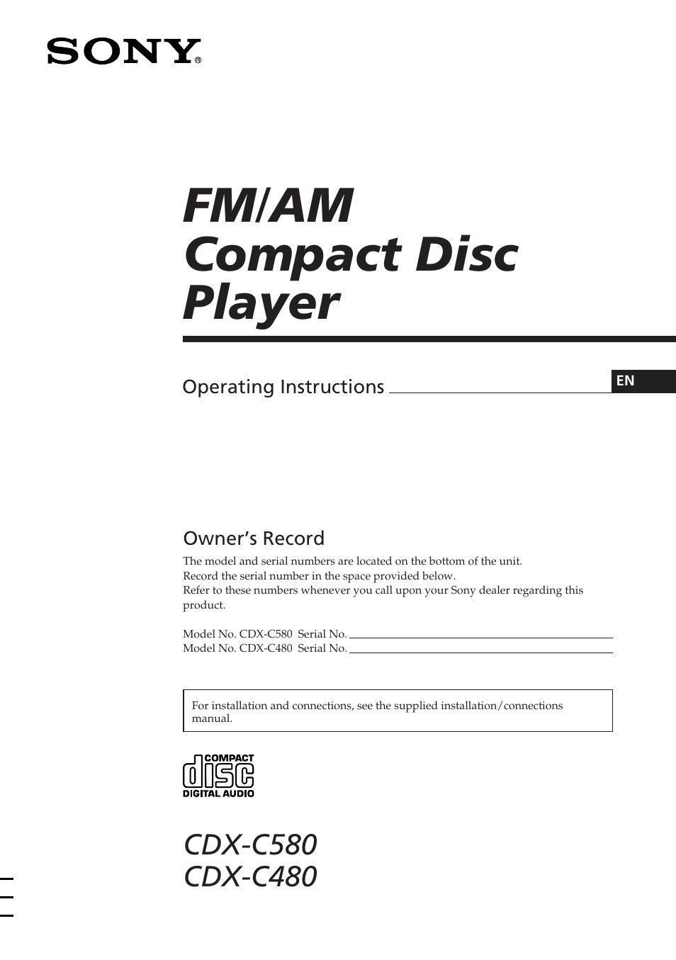Sony CDX-C580 User Manual | 28 pages