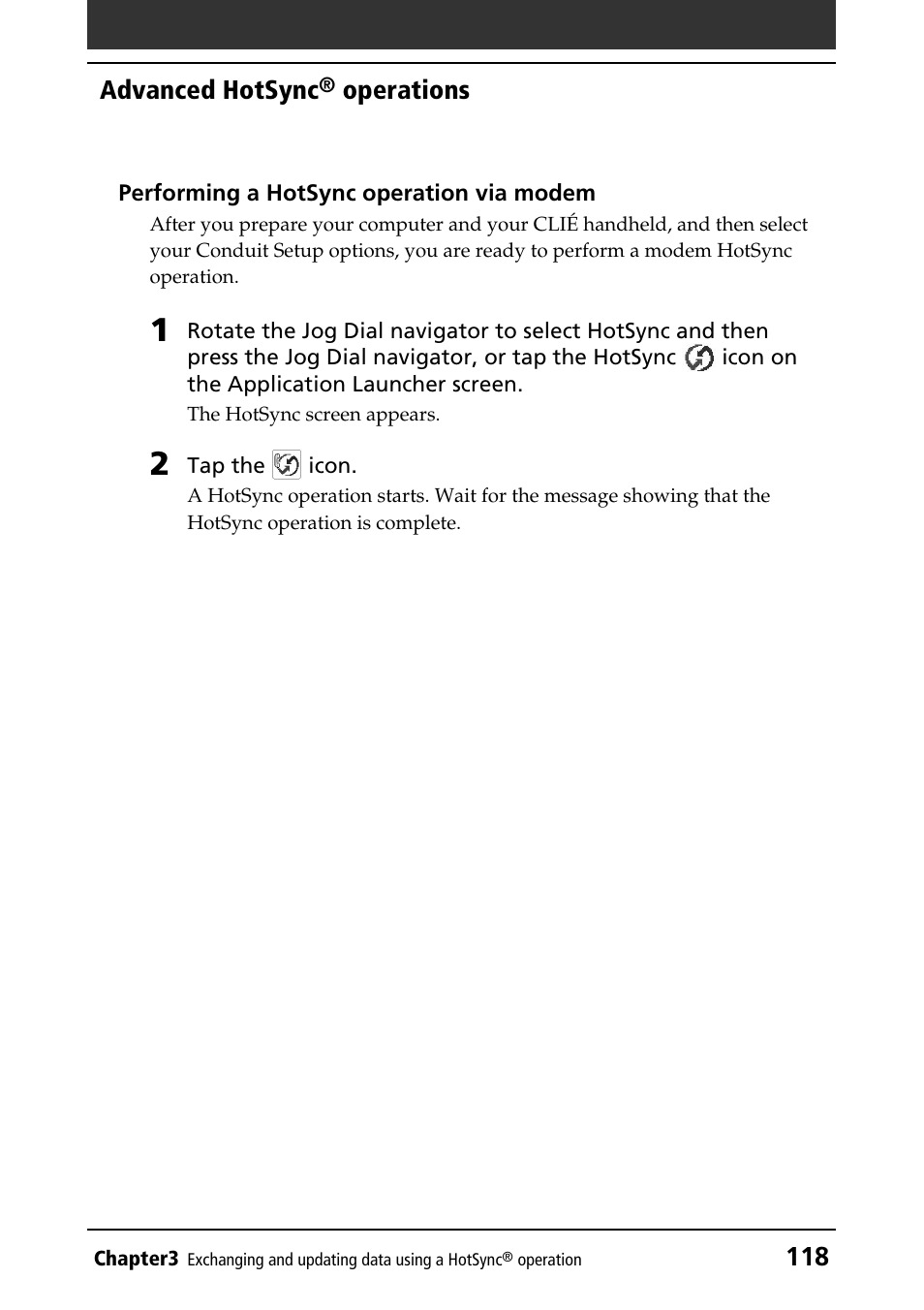 Advanced hotsync, Operations | Sony PEG-T415 User Manual | Page 118 / 223