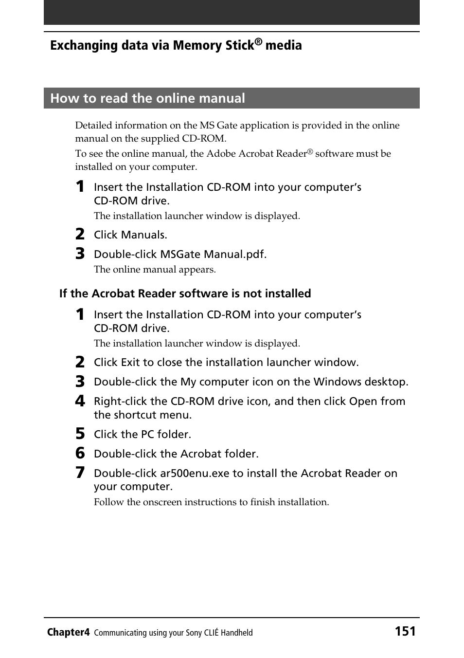 How to read the online manual | Sony PEG-T415 User Manual | Page 151 / 223