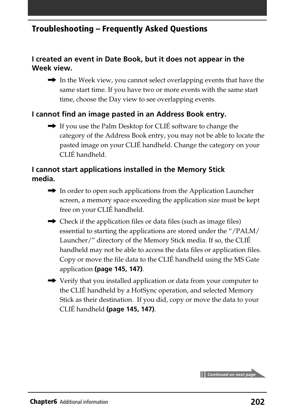 Troubleshooting – frequently asked questions | Sony PEG-T415 User Manual | Page 202 / 223