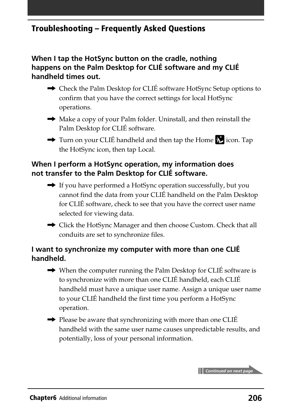 Troubleshooting – frequently asked questions | Sony PEG-T415 User Manual | Page 206 / 223