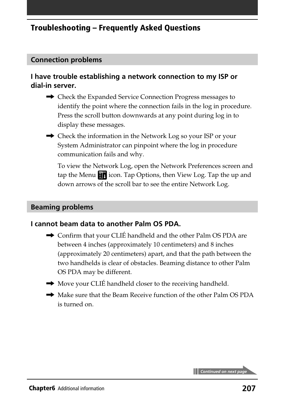 Troubleshooting – frequently asked questions | Sony PEG-T415 User Manual | Page 207 / 223