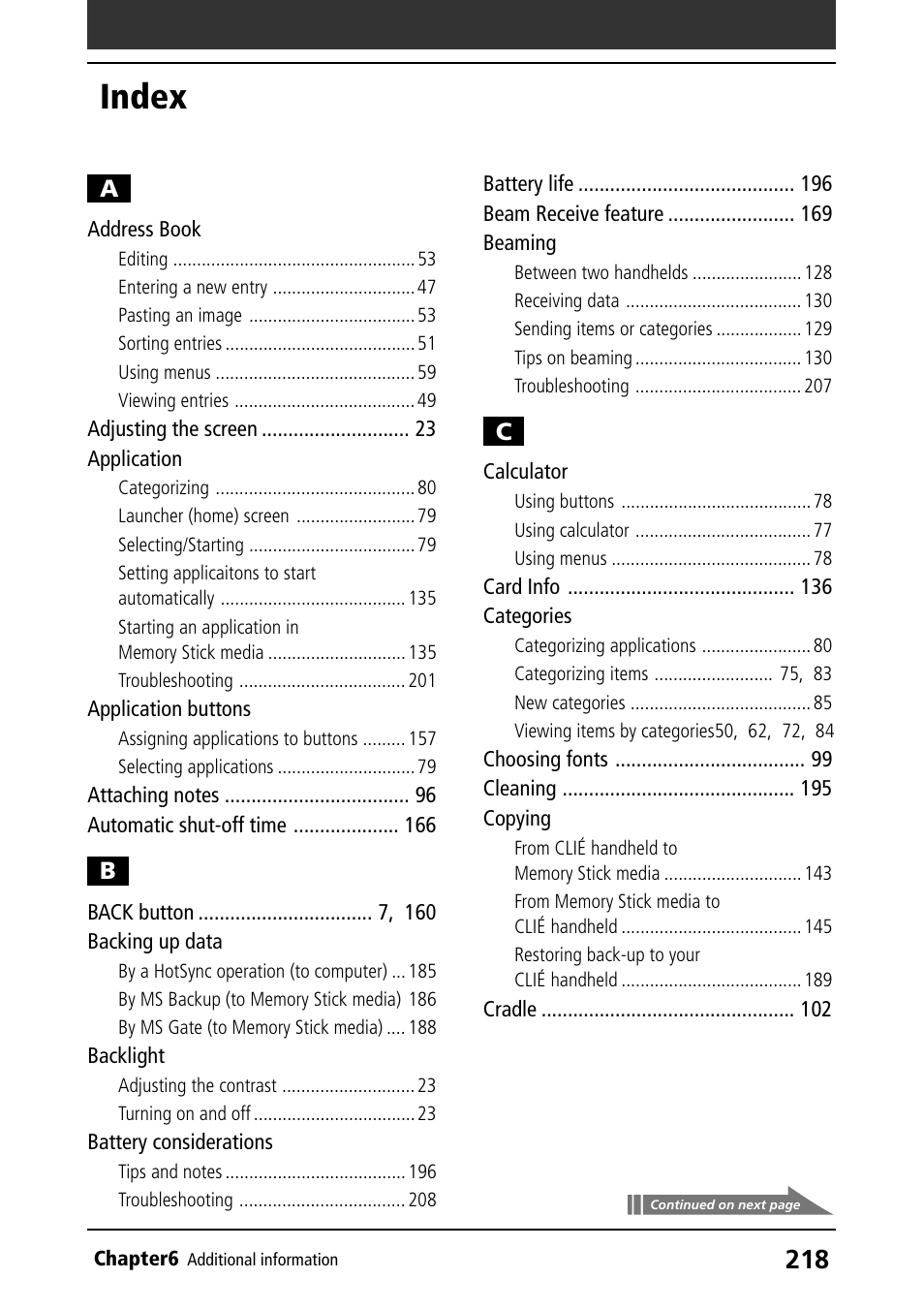 Index | Sony PEG-T415 User Manual | Page 218 / 223