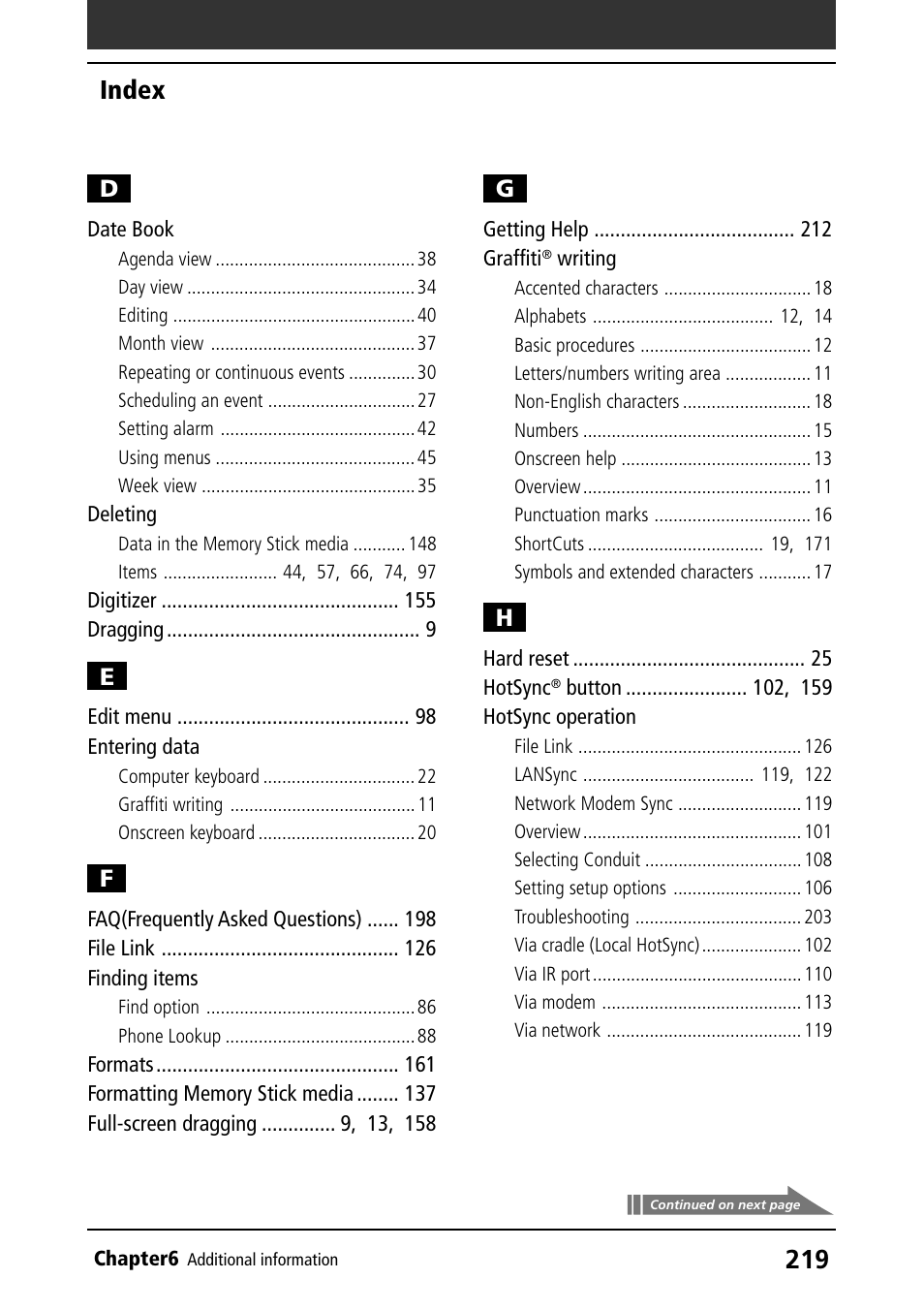 Index | Sony PEG-T415 User Manual | Page 219 / 223